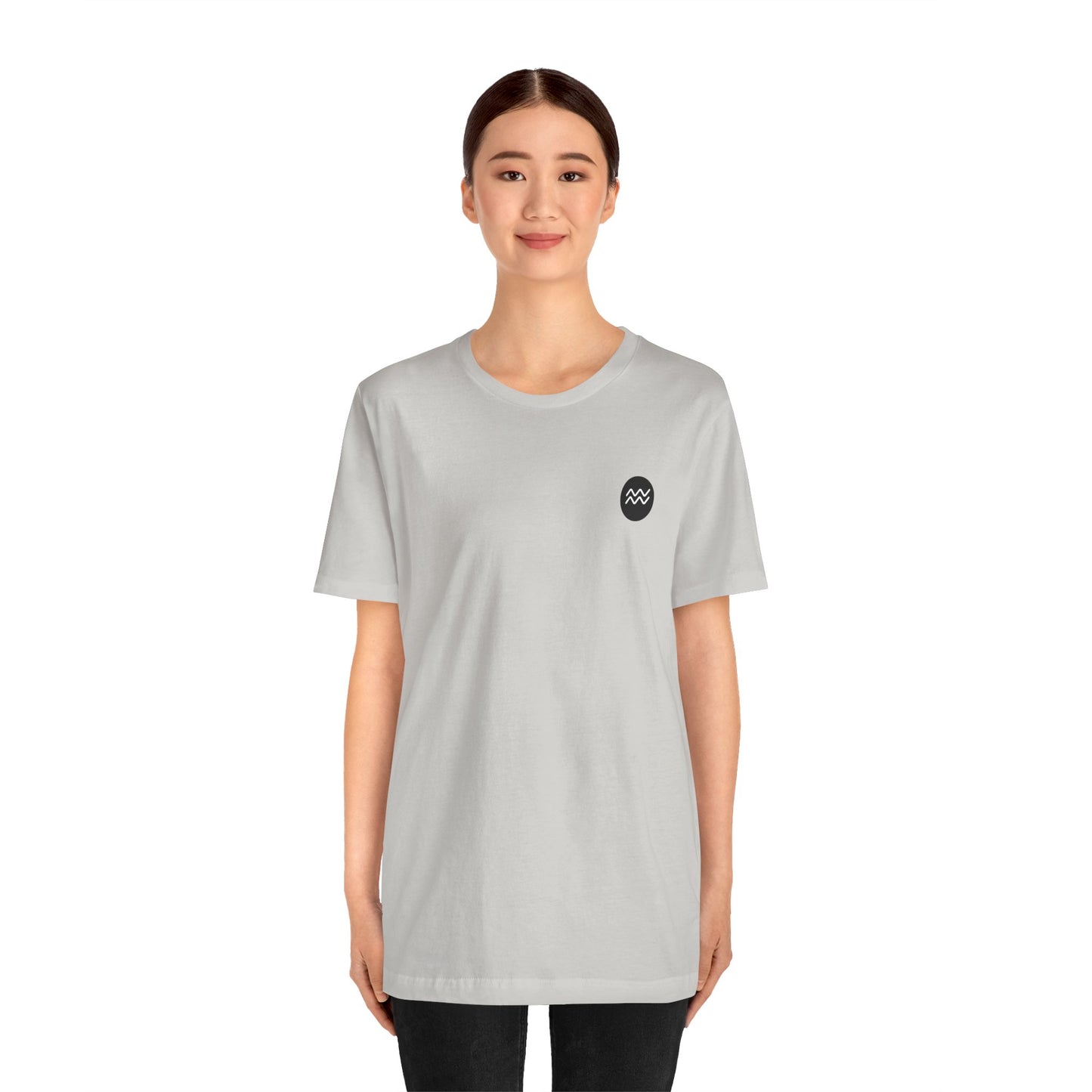 Aquarius - Gothic Zodiac, Red Graphic on the back T-Shirt. Zodiac in the Shadows