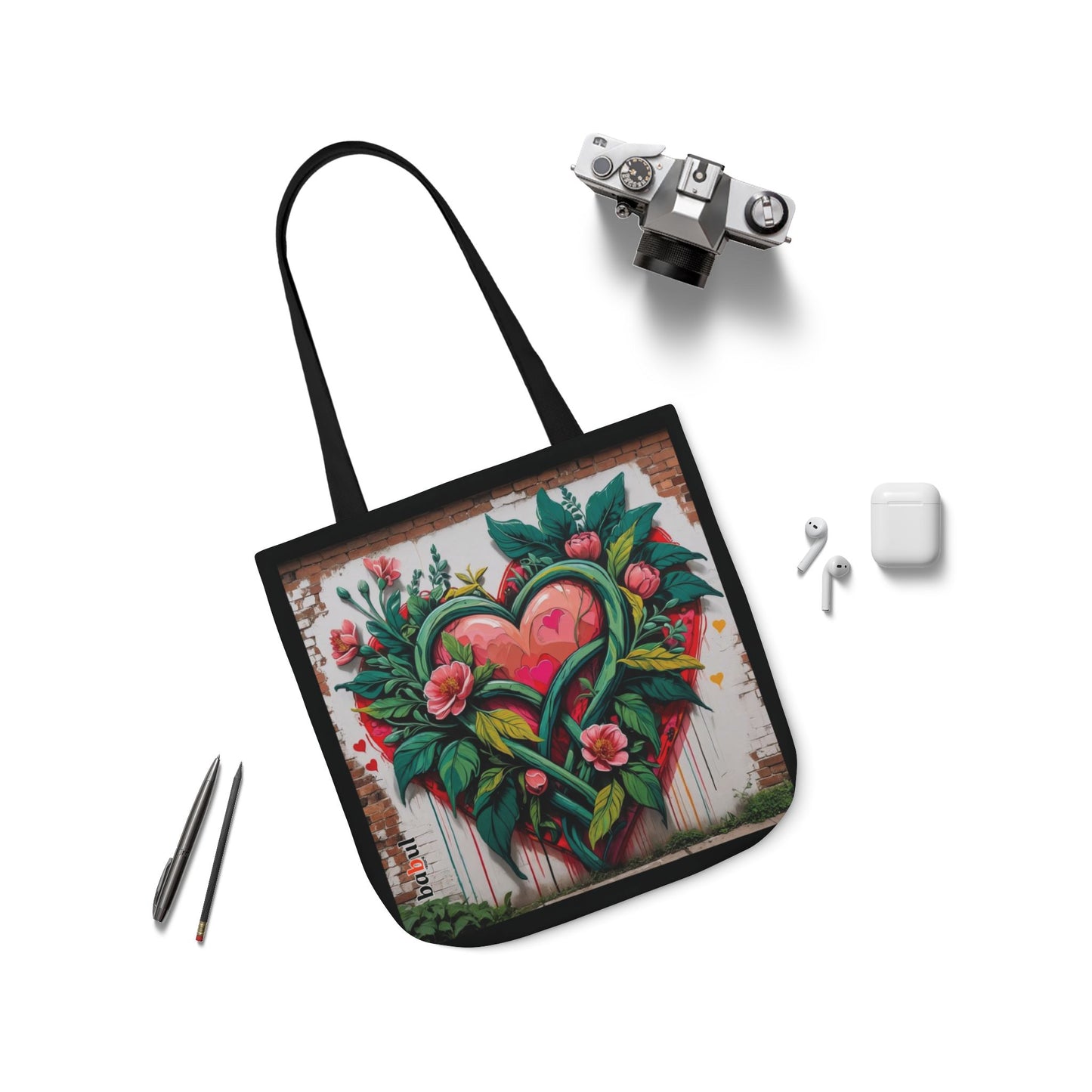 Artistic Surge - Eco-Friendly Canvas Tote Bag - FLOWERED HEARTS