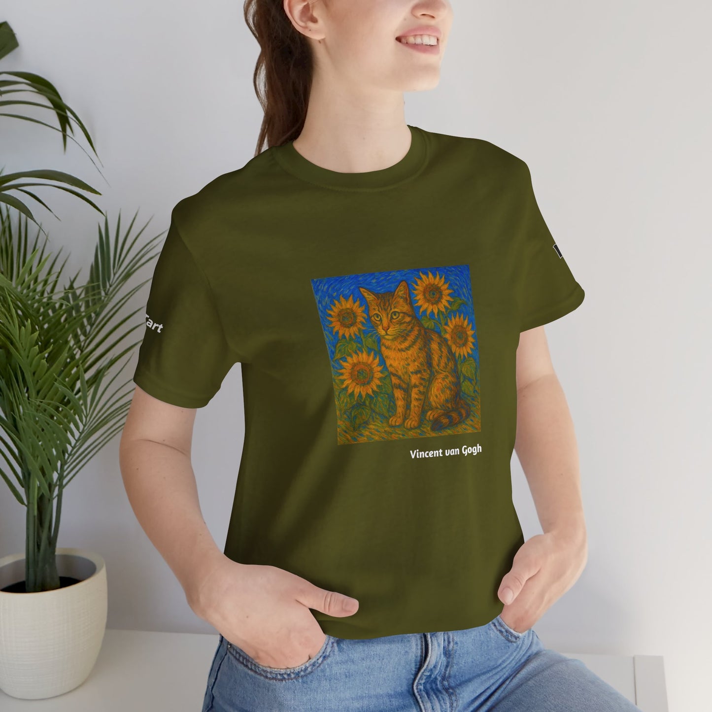 CATART Unisex Jersey Cat T-Shirt - Vincent van Gogh - Iconic Painting Reimagined with Cats