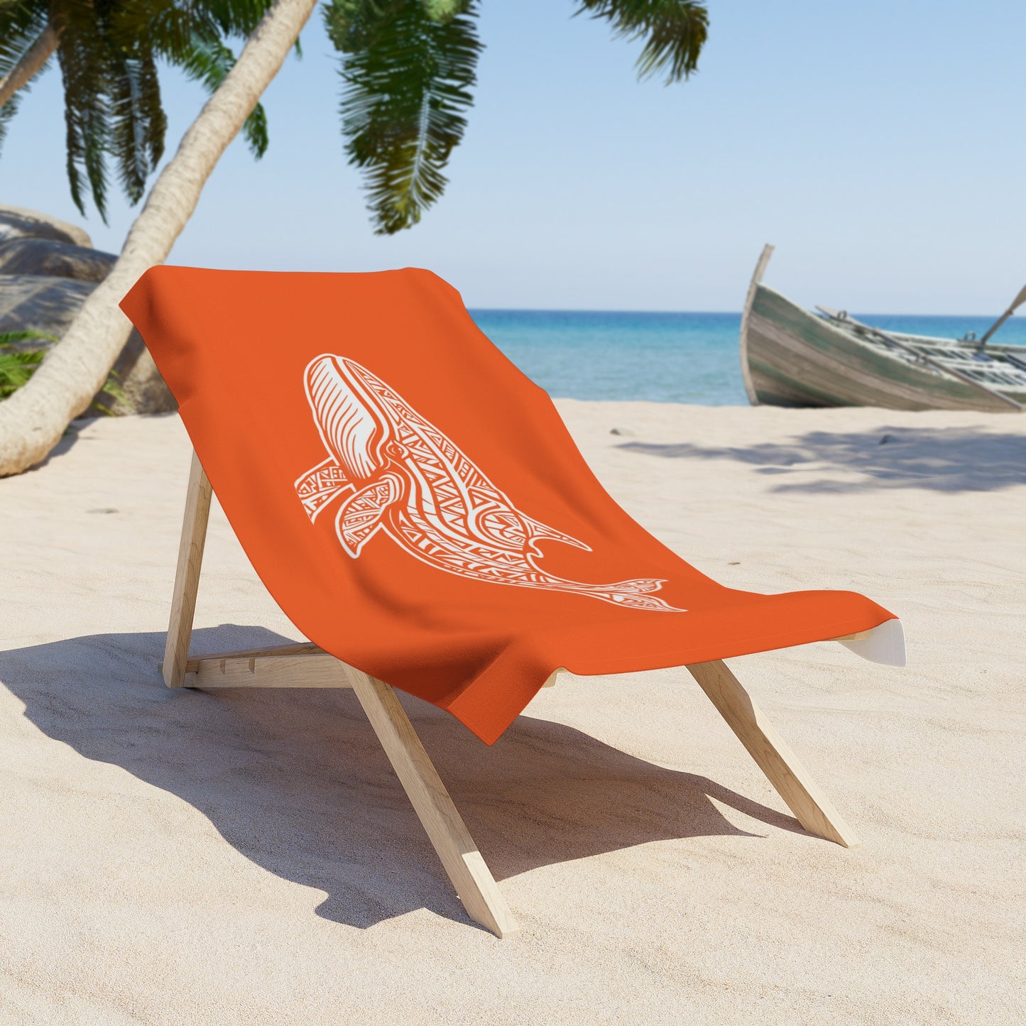 Tribal Waves Beach Towel - WHALE