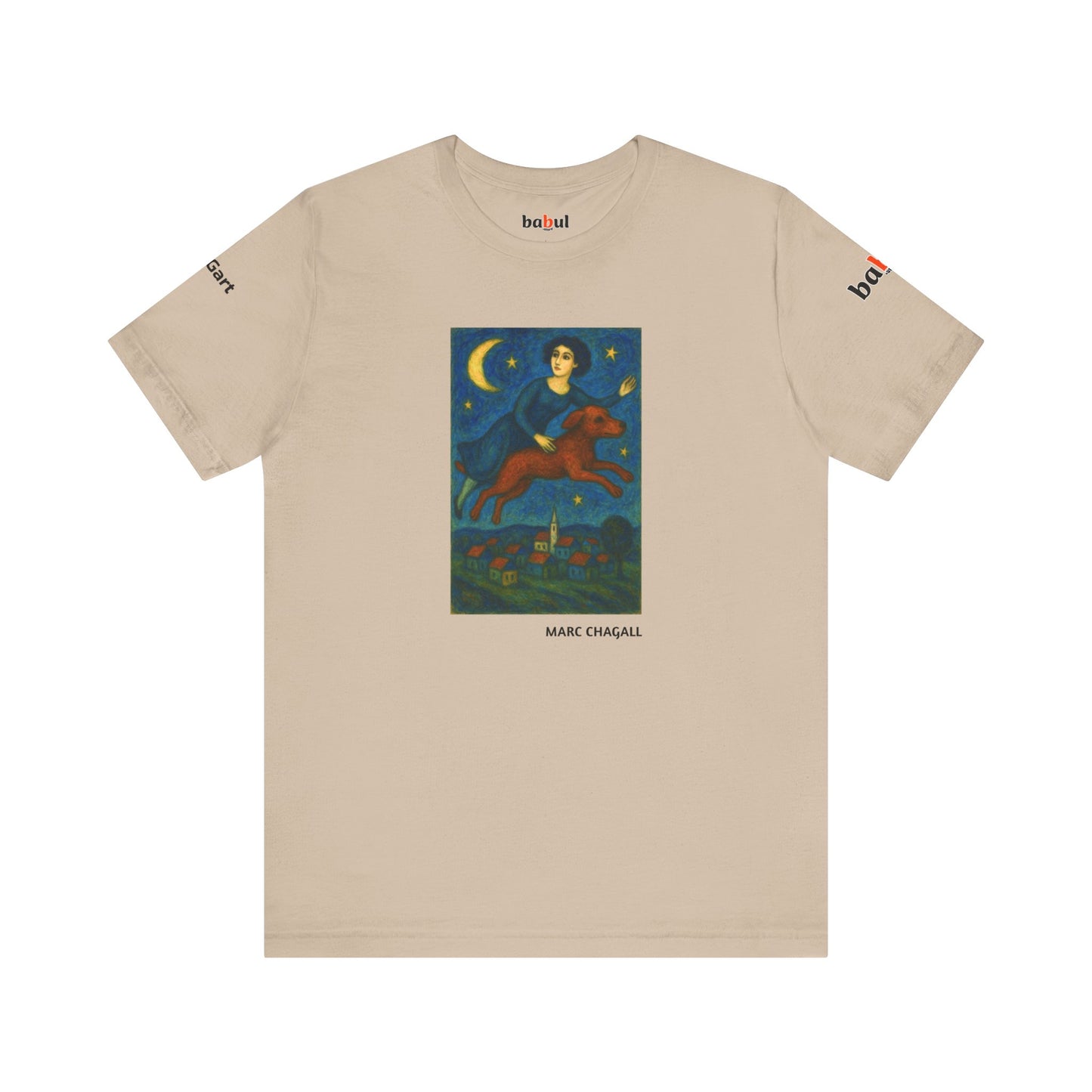 DOGART Unisex Jersey Cat T-Shirt - MARC CHAGALL - Iconic Painting Reimagined with Dogs