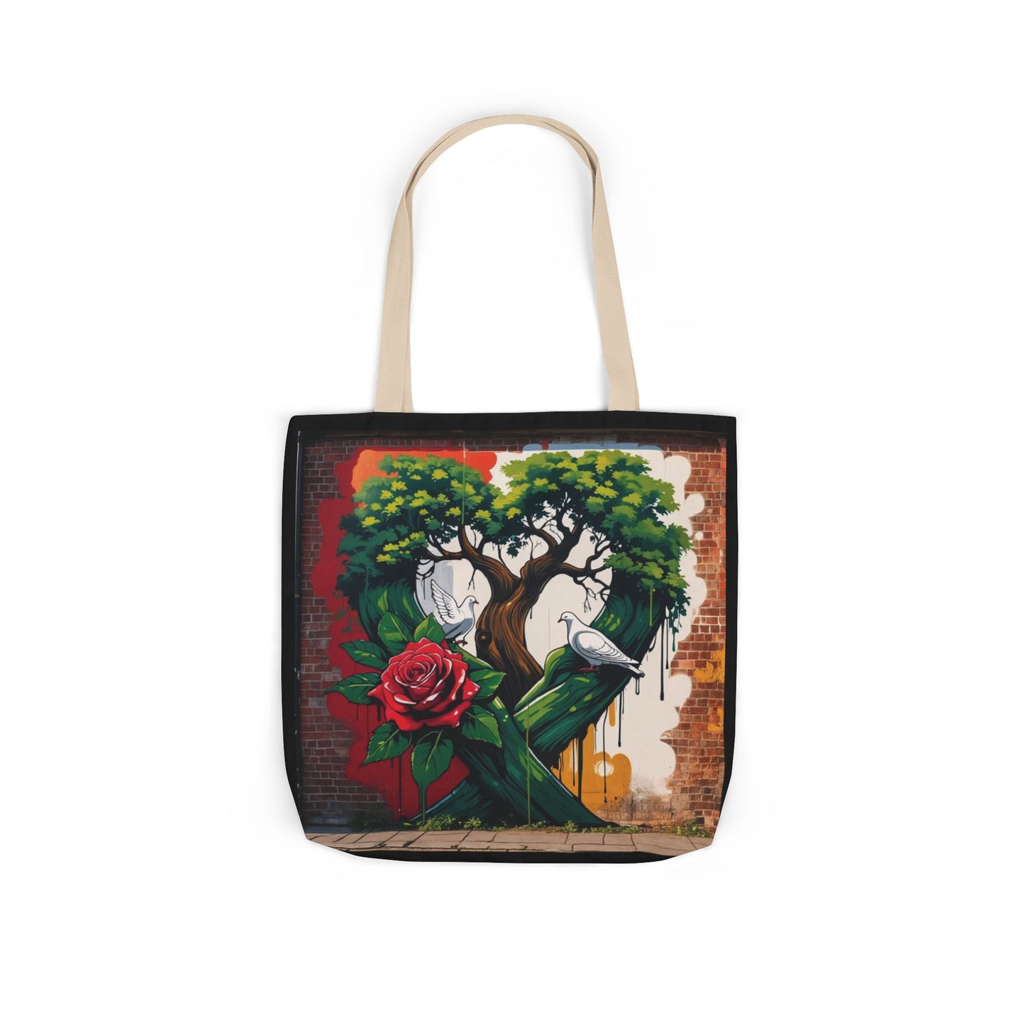 Artistic Surge - Eco-Friendly Canvas Tote Bag - HEART WITH ROSE