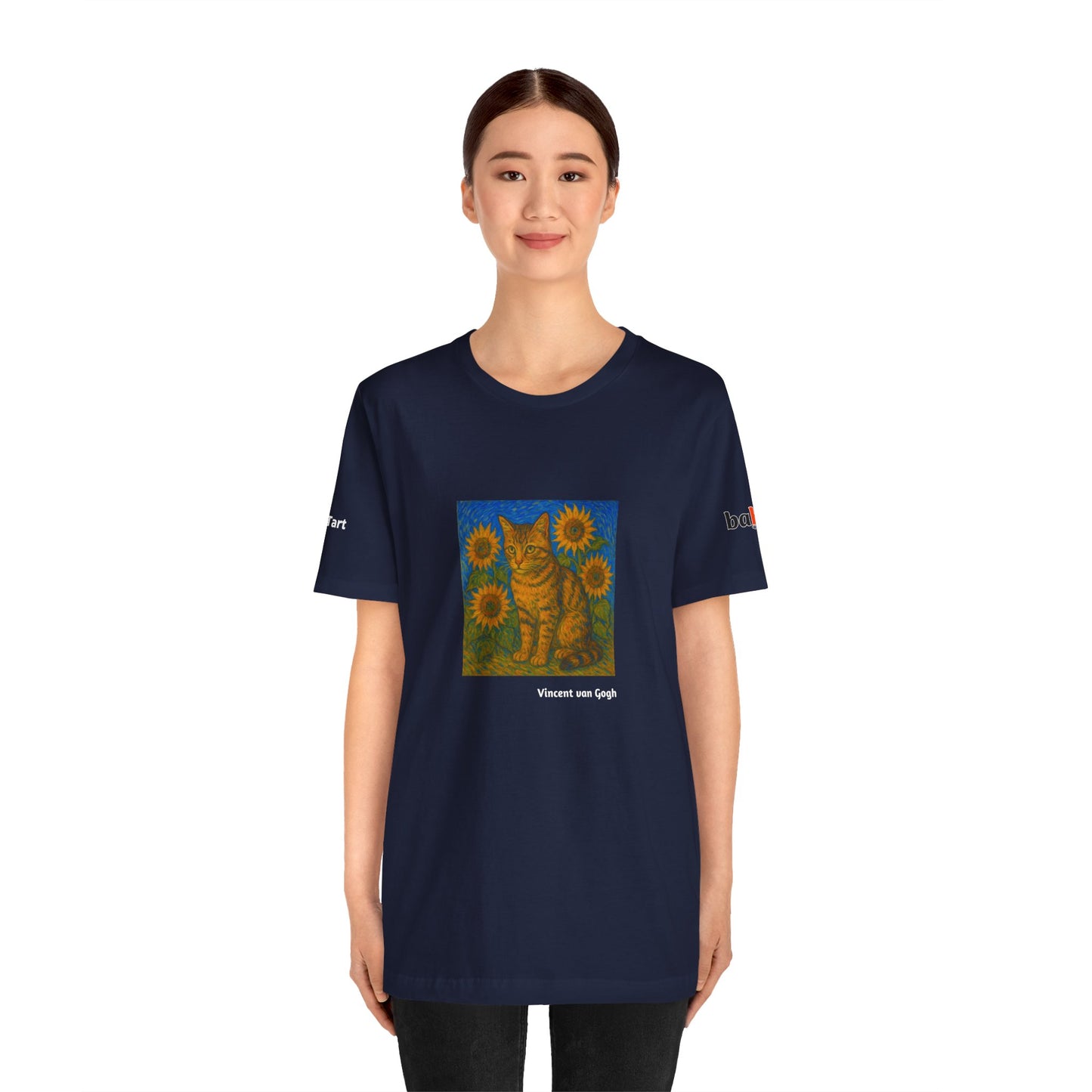 CATART Unisex Jersey Cat T-Shirt - Vincent van Gogh - Iconic Painting Reimagined with Cats
