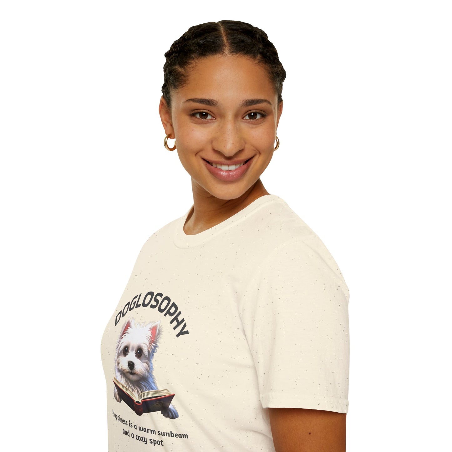 Doglosophy Unisex Softstyle T-Shirt - "Happiness is a Warm Sunbeam" Design