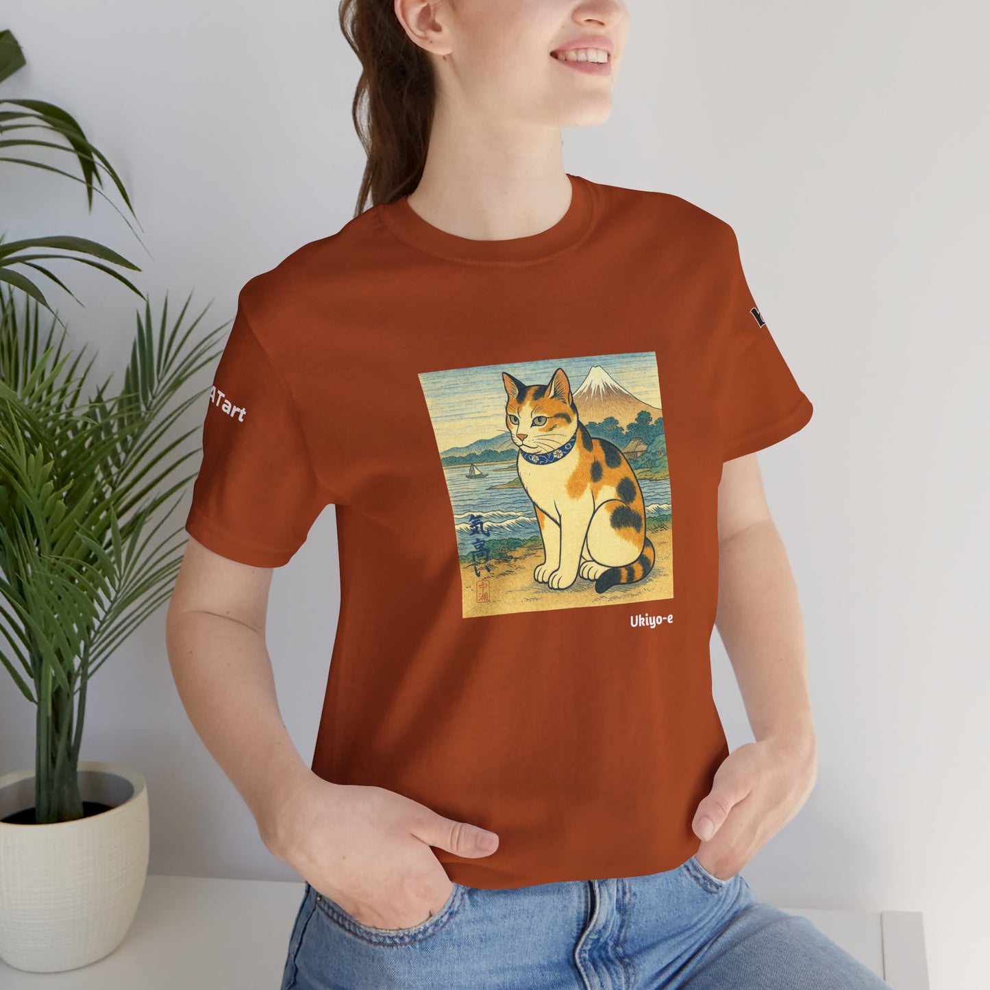 CATART Unisex Jersey Cat T-Shirt - UKIYO-E Japanese art Style - Iconic Painting Reimagined with Cats