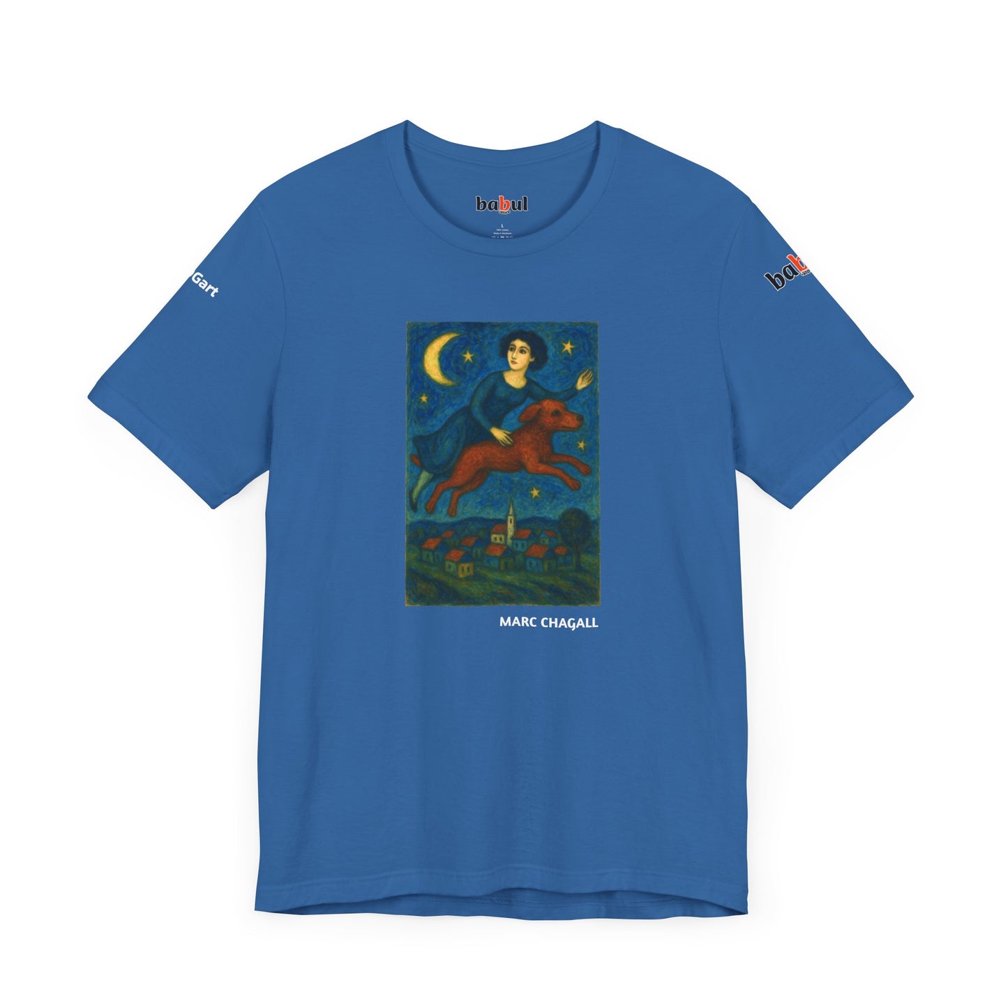 DOGART Unisex Jersey Cat T-Shirt - MARC CHAGALL - Iconic Painting Reimagined with Dogs
