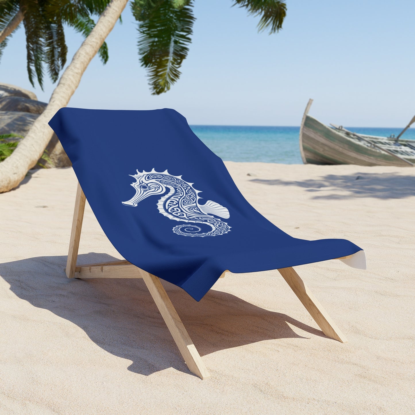 Tribal Waves Beach Towel - SEAHORSE