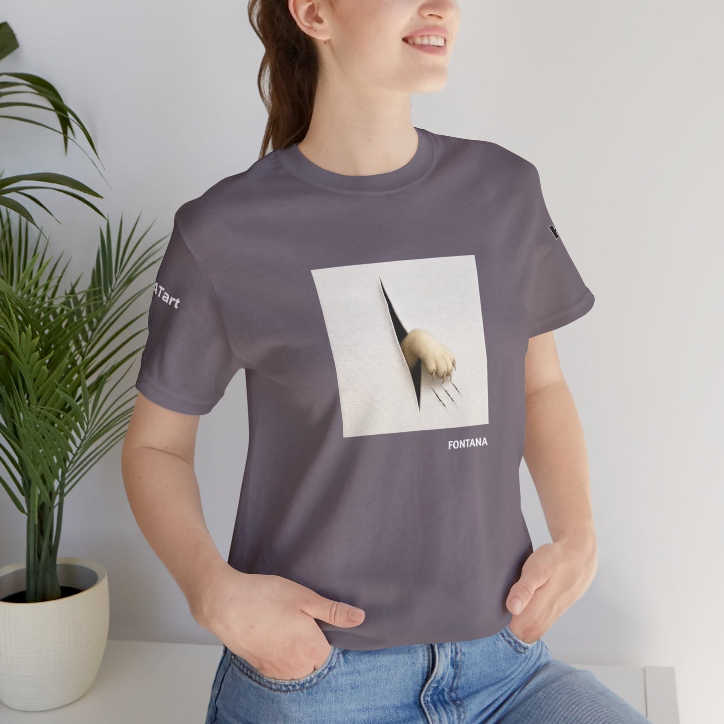 CATART Unisex Jersey Cat T-Shirt - FONTANA - Iconic Painting Reimagined with Cats