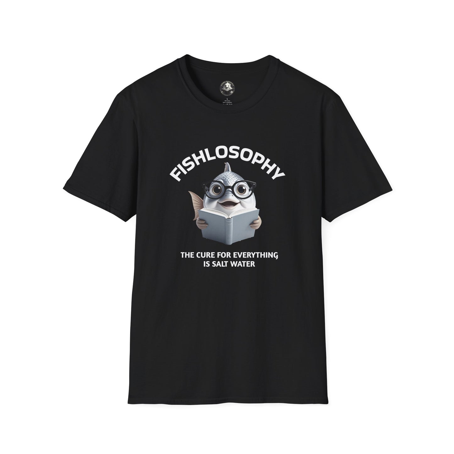 Fishlosophy Unisex T-Shirt - Ocean Vibes and Life's Questions Design - The Cure For Everything Is Salt Water