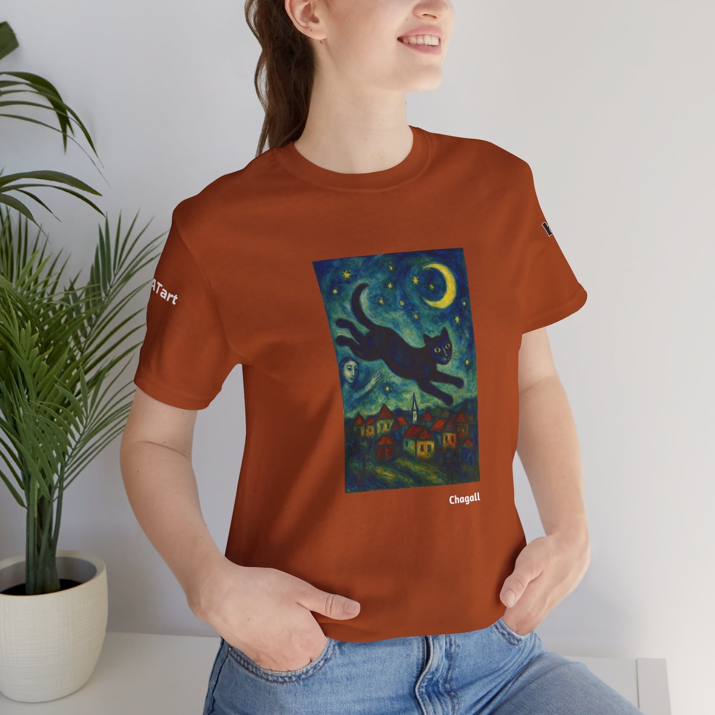 CATART Unisex Jersey Cat T-Shirt - MARC CHAGALL - Iconic Painting Reimagined with Cats