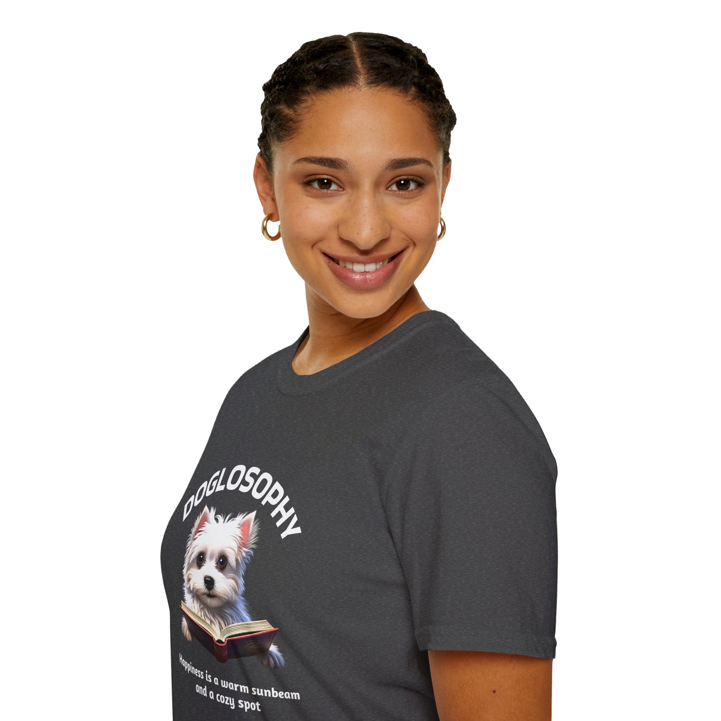 Doglosophy Unisex Softstyle T-Shirt - "Happiness is a Warm Sunbeam" Design