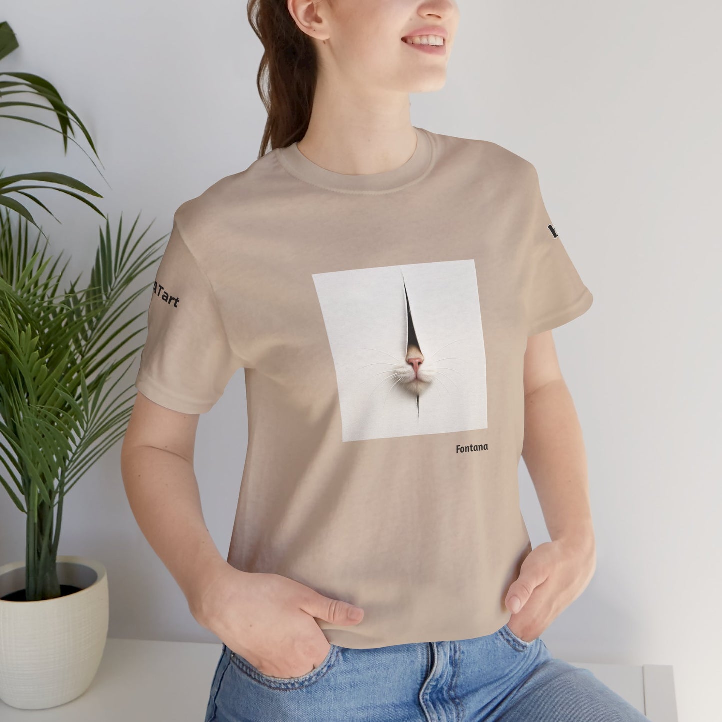 CATART Unisex Jersey Cat T-Shirt - FONTANA - Iconic Painting Reimagined with Cats