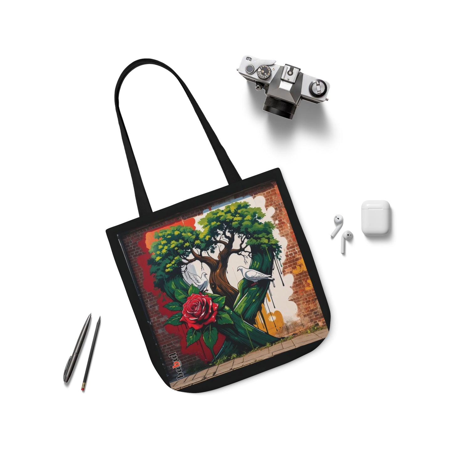 Artistic Surge - Eco-Friendly Canvas Tote Bag - HEART WITH ROSE