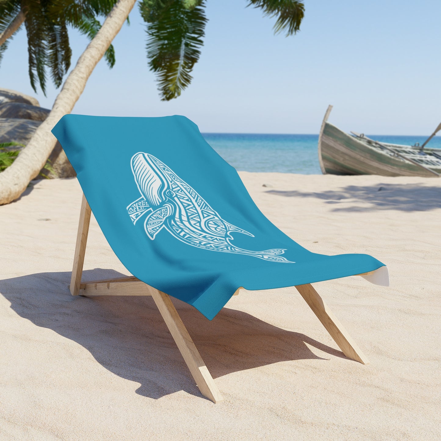 Tribal Waves Beach Towel - WHALE