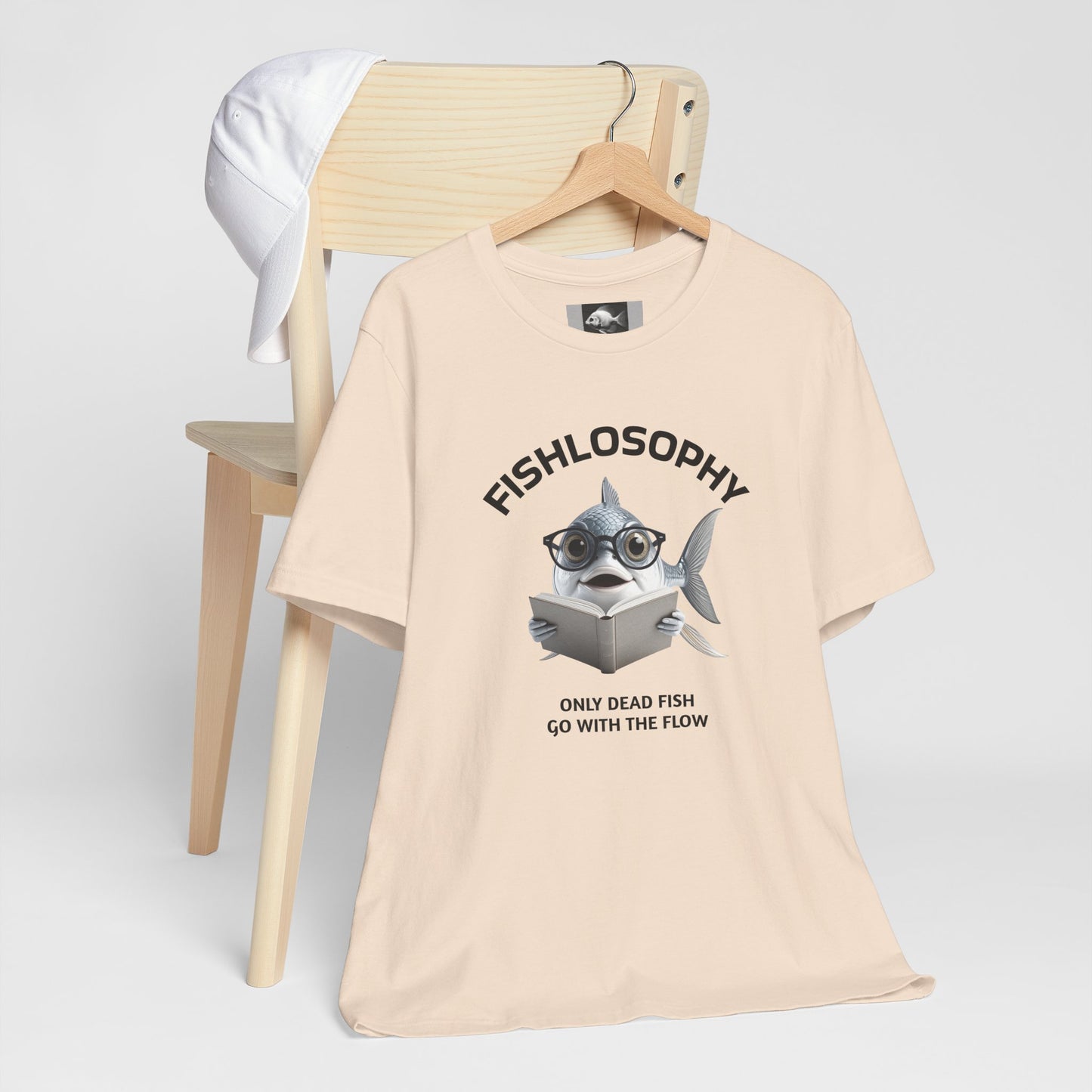 Fishlosophy Unisex Jersey Short Sleeve Tee – Only Dead Fish go with the Flow