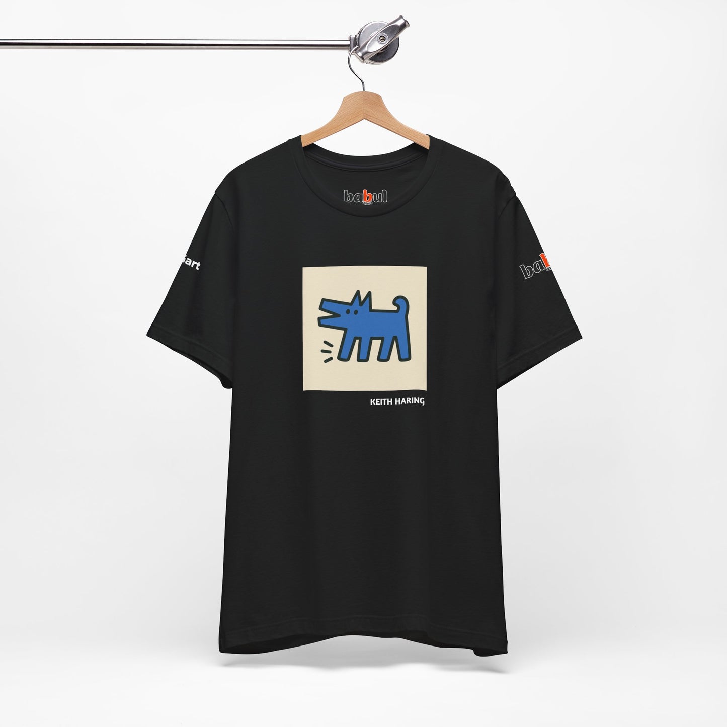 DOGART Unisex Jersey Cat T-Shirt - KEITH HARING - Iconic Painting Reimagined with Dogs