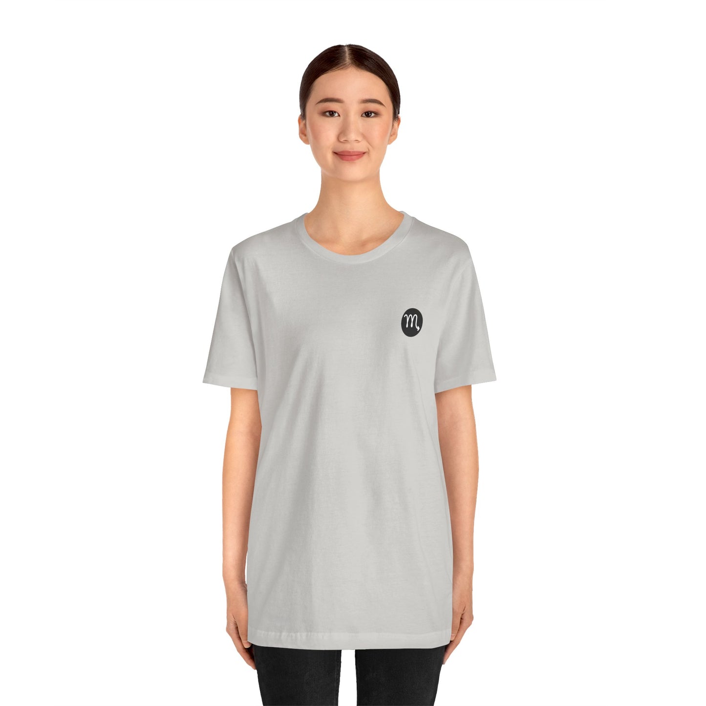 Scorpio - Gothic Zodiac T-Shirt. Blue graphic on the back. Zodiac in the Shadows