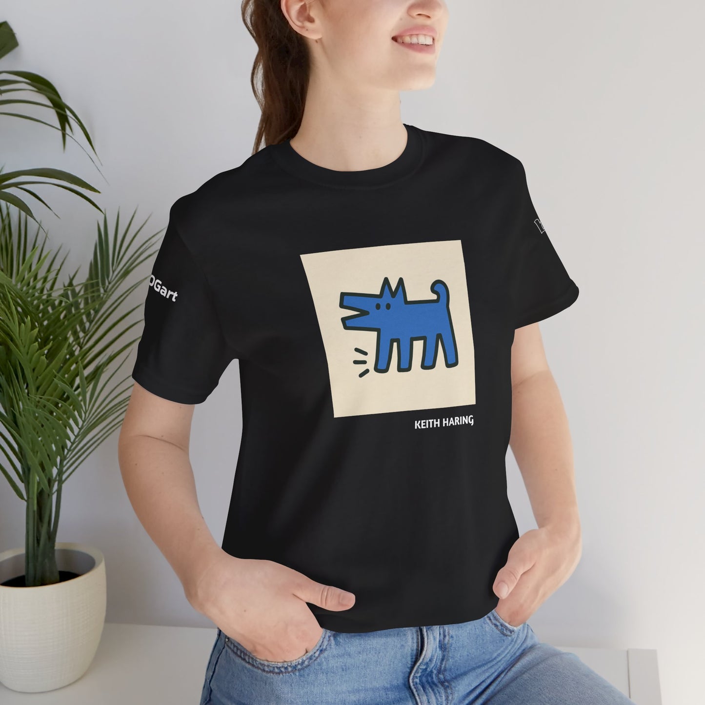 DOGART Unisex Jersey Cat T-Shirt - KEITH HARING - Iconic Painting Reimagined with Dogs