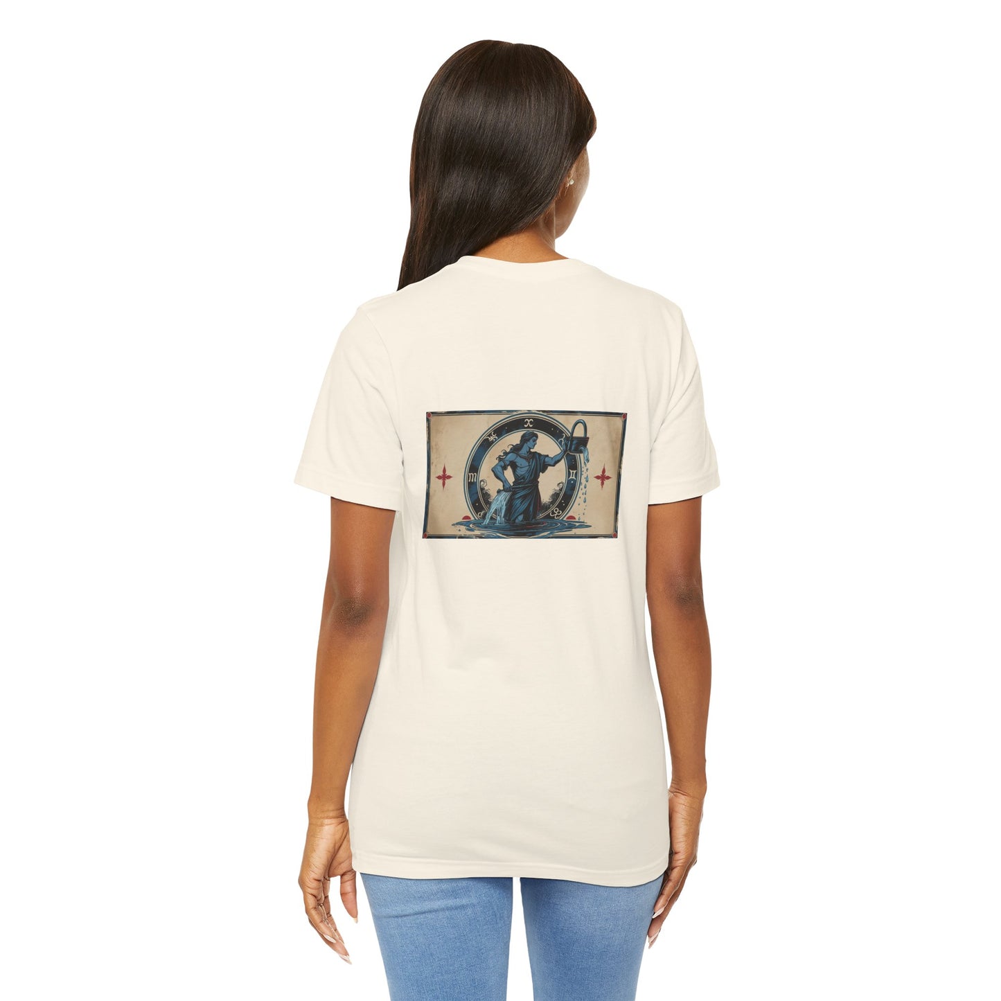 Aquarius - Gothic Zodiac T-Shirt. Blu graphic on the back. Zodiac in the Shadows