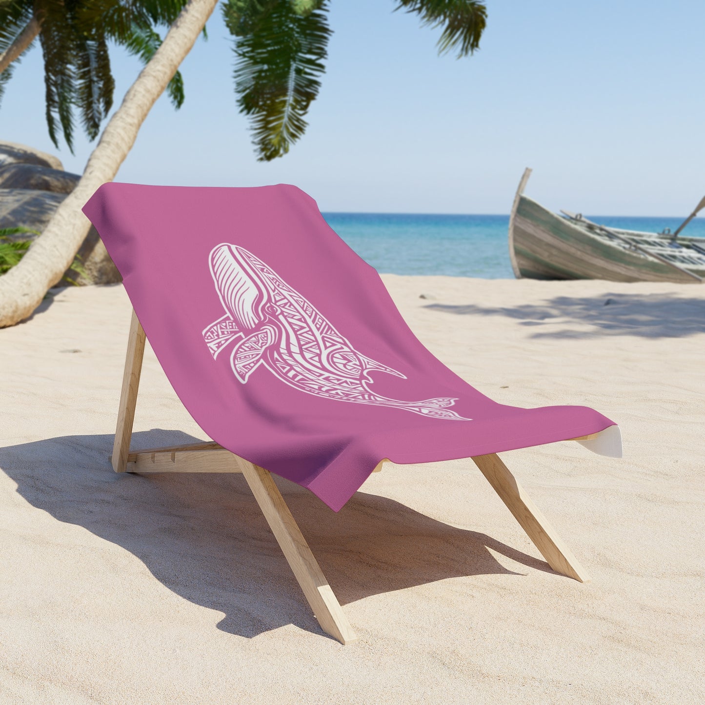 Tribal Waves Beach Towel - WHALE
