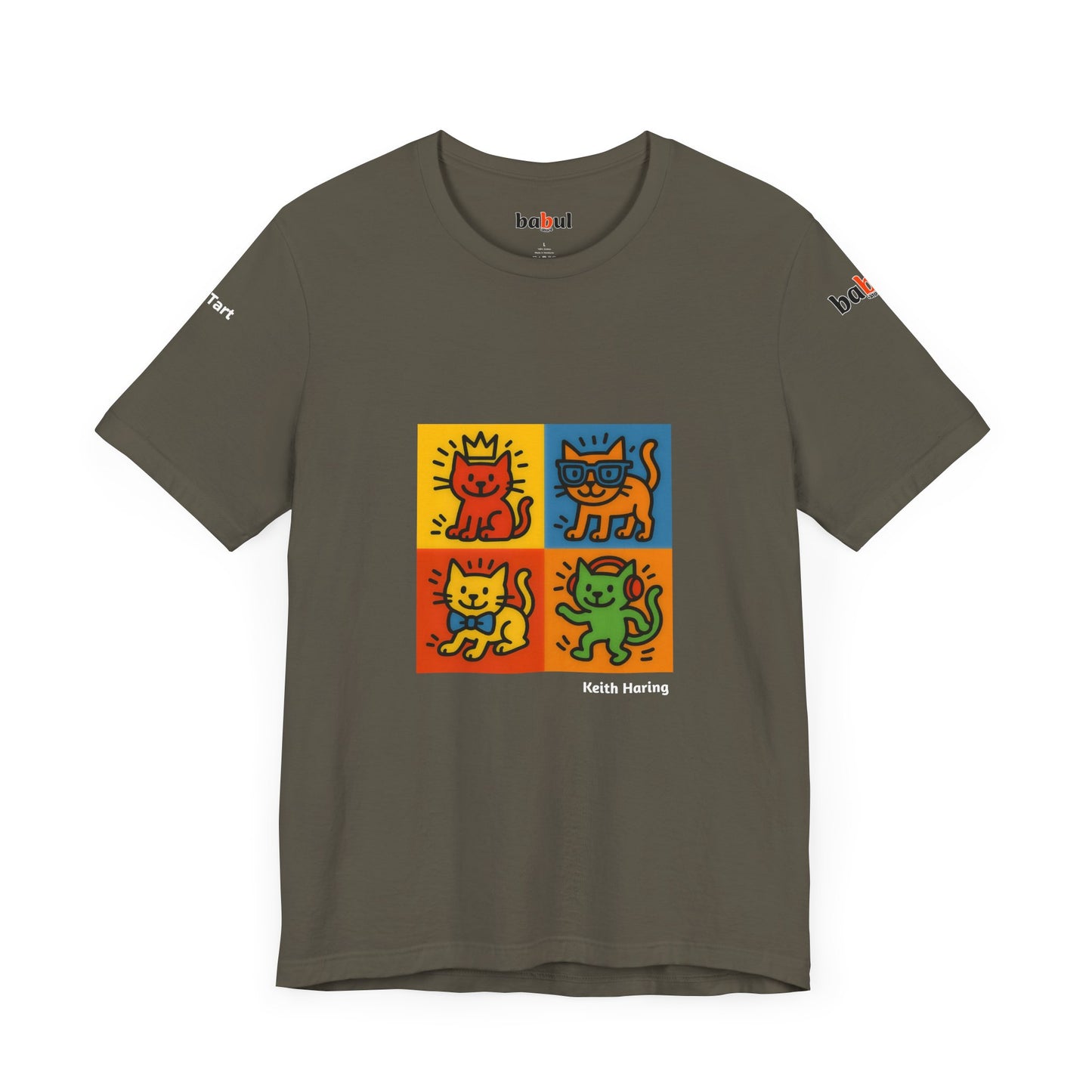 CATART Unisex Jersey Cat T-Shirt - KEITH HARING - Iconic Painting Reimagined with Cats