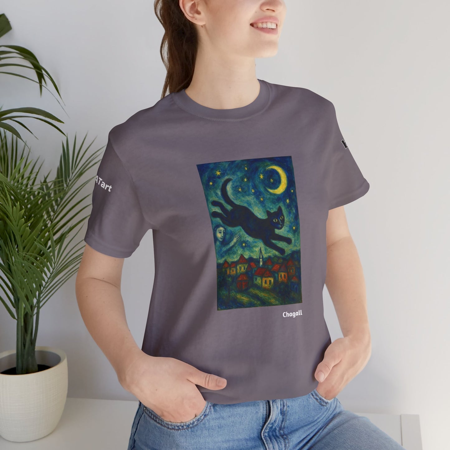 CATART Unisex Jersey Cat T-Shirt - MARC CHAGALL - Iconic Painting Reimagined with Cats