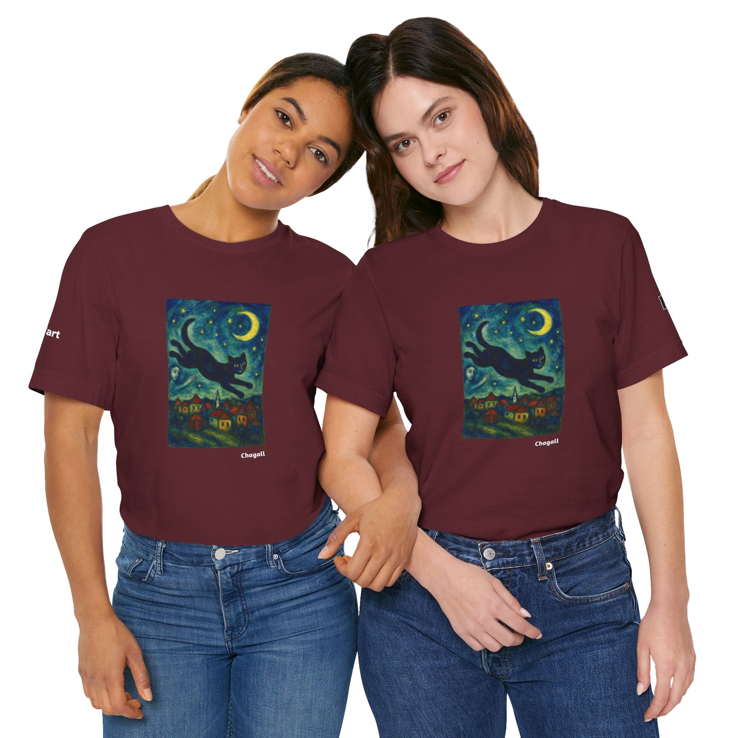 CATART Unisex Jersey Cat T-Shirt - MARC CHAGALL - Iconic Painting Reimagined with Cats