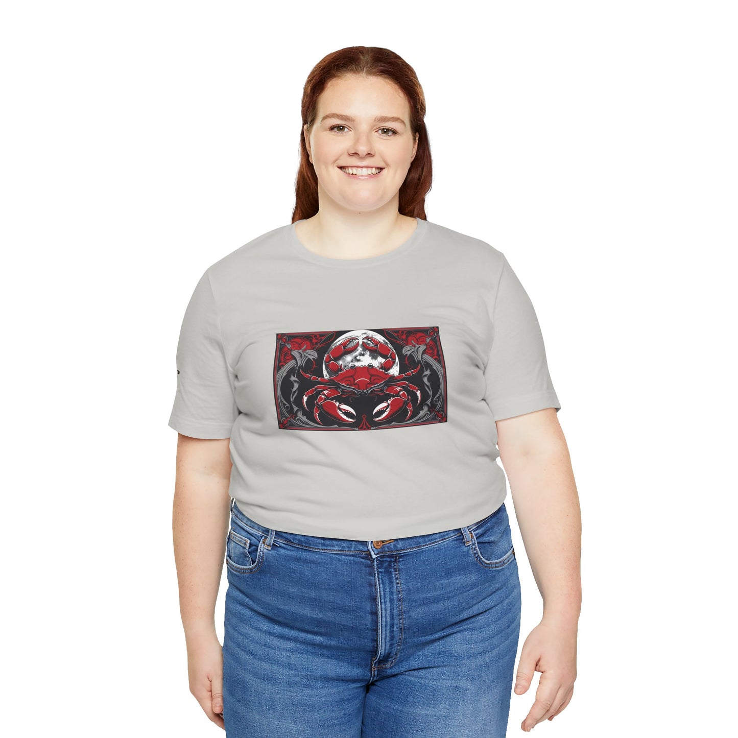 Cancer - Gothic Zodiac T-Shirt. Red graphic in front. Zodiac in the Shadows