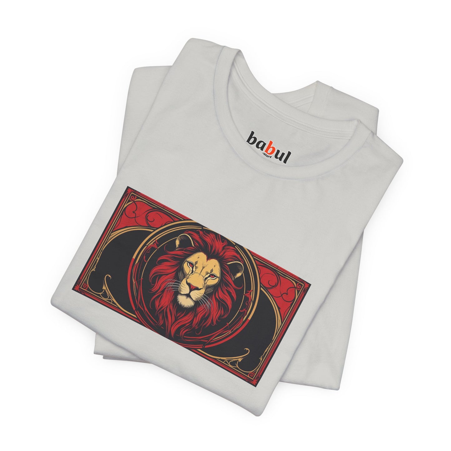 Leo - Gothic Zodiac T-Shirt. Red graphic in front. Zodiac in the Shadows