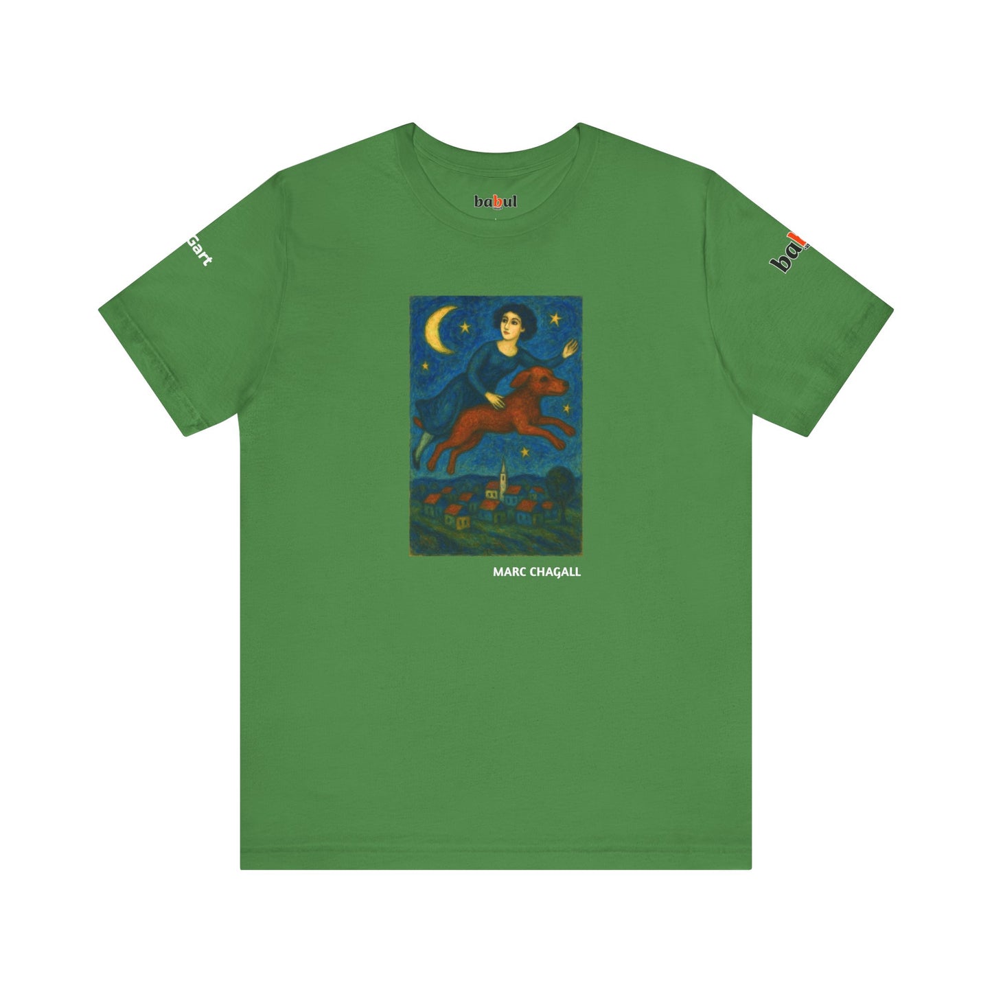 DOGART Unisex Jersey Cat T-Shirt - MARC CHAGALL - Iconic Painting Reimagined with Dogs