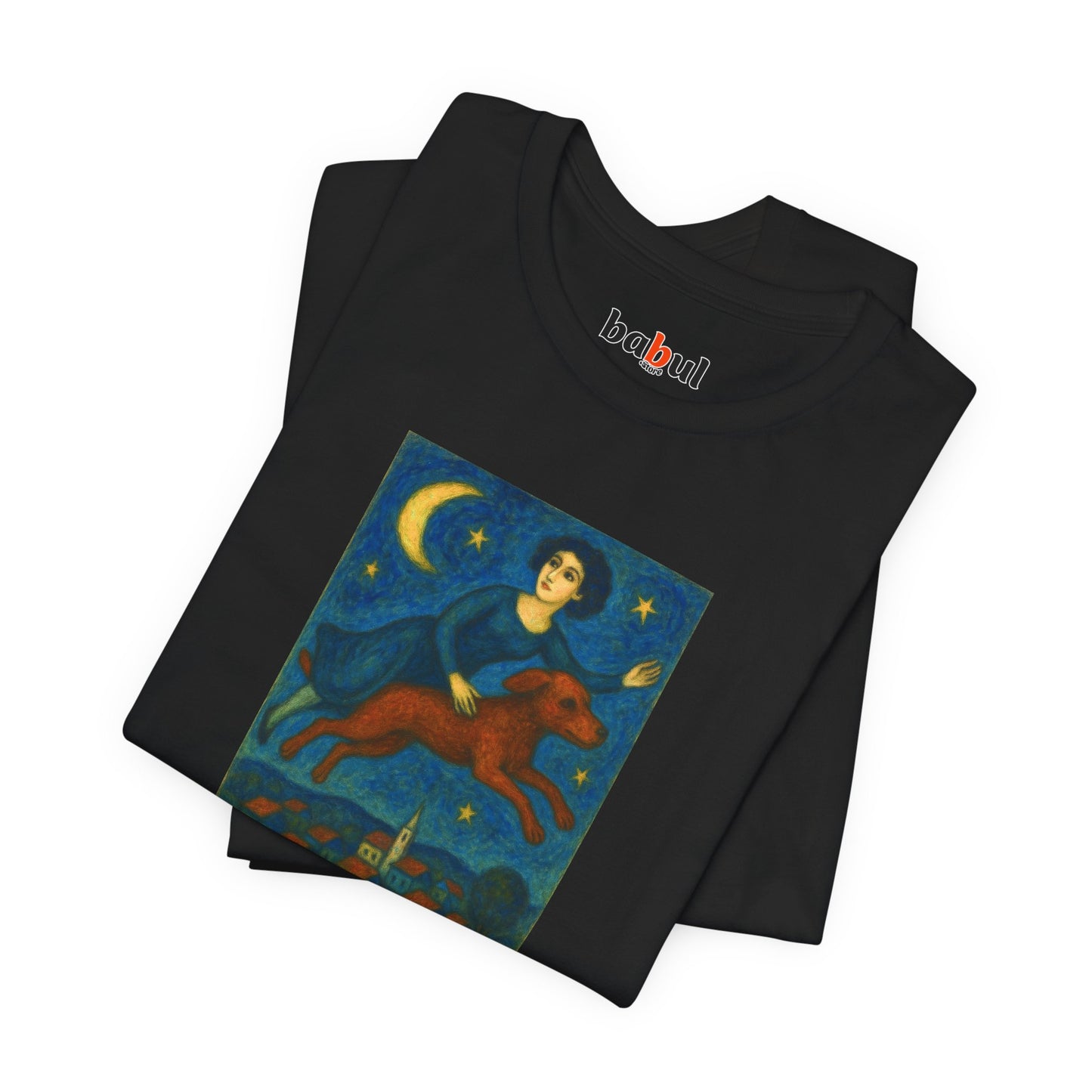 DOGART Unisex Jersey Cat T-Shirt - MARC CHAGALL - Iconic Painting Reimagined with Dogs