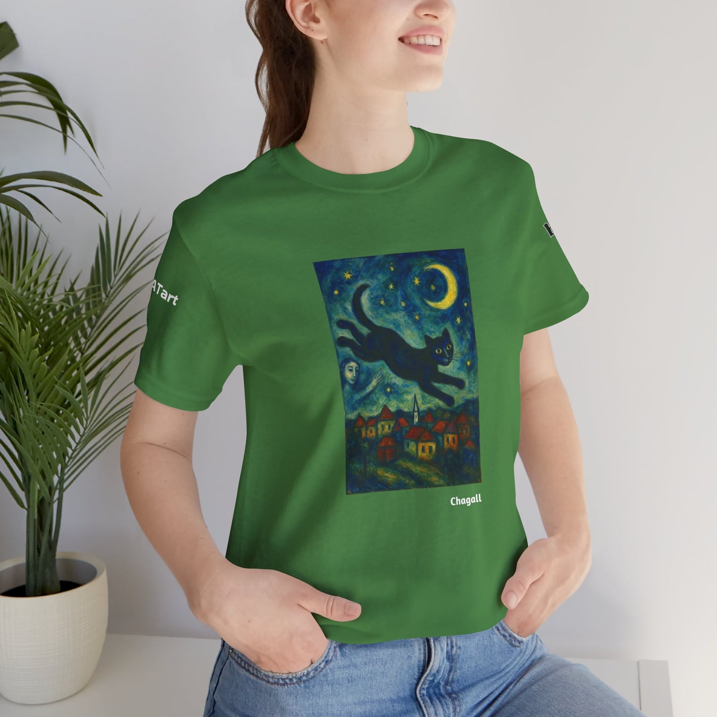 CATART Unisex Jersey Cat T-Shirt - MARC CHAGALL - Iconic Painting Reimagined with Cats
