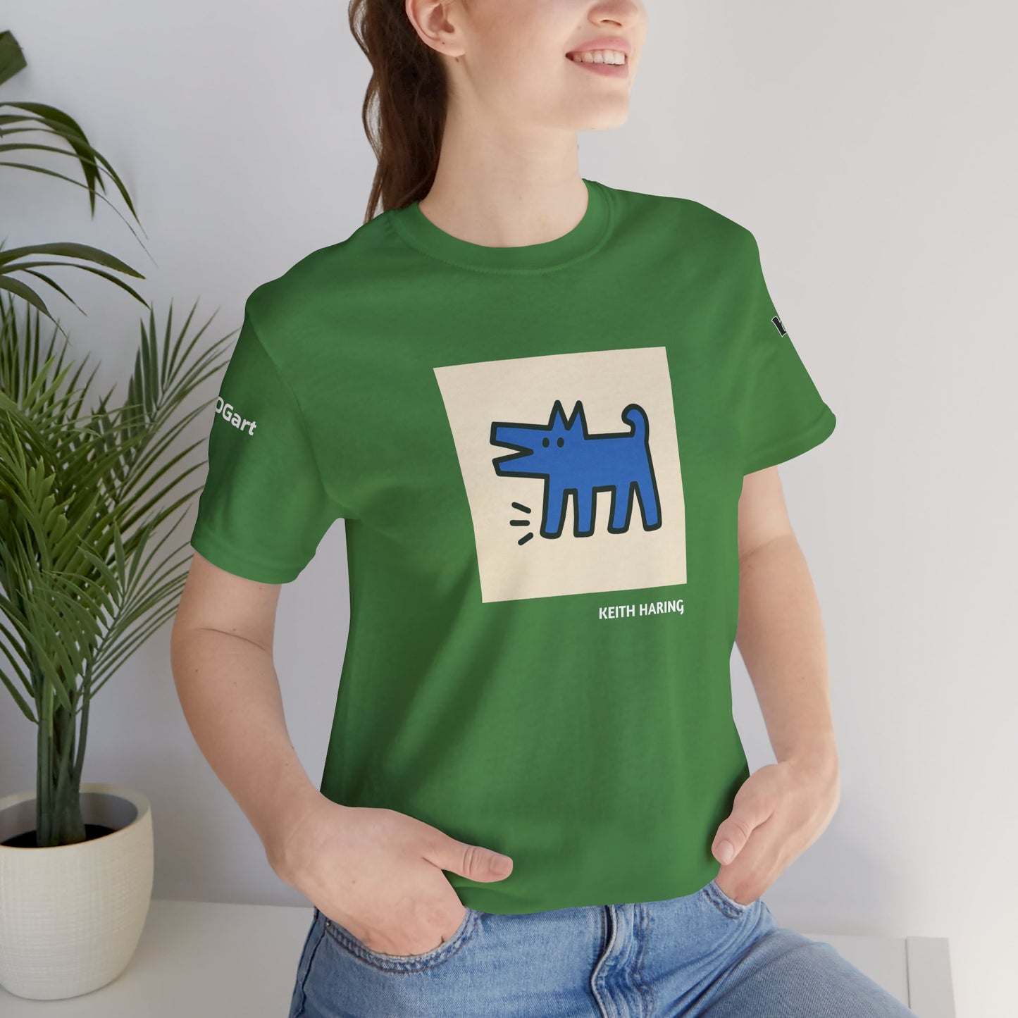 DOGART Unisex Jersey Cat T-Shirt - KEITH HARING - Iconic Painting Reimagined with Dogs