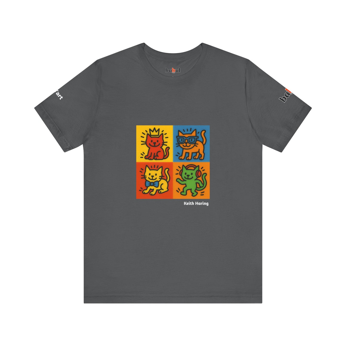 CATART Unisex Jersey Cat T-Shirt - KEITH HARING - Iconic Painting Reimagined with Cats