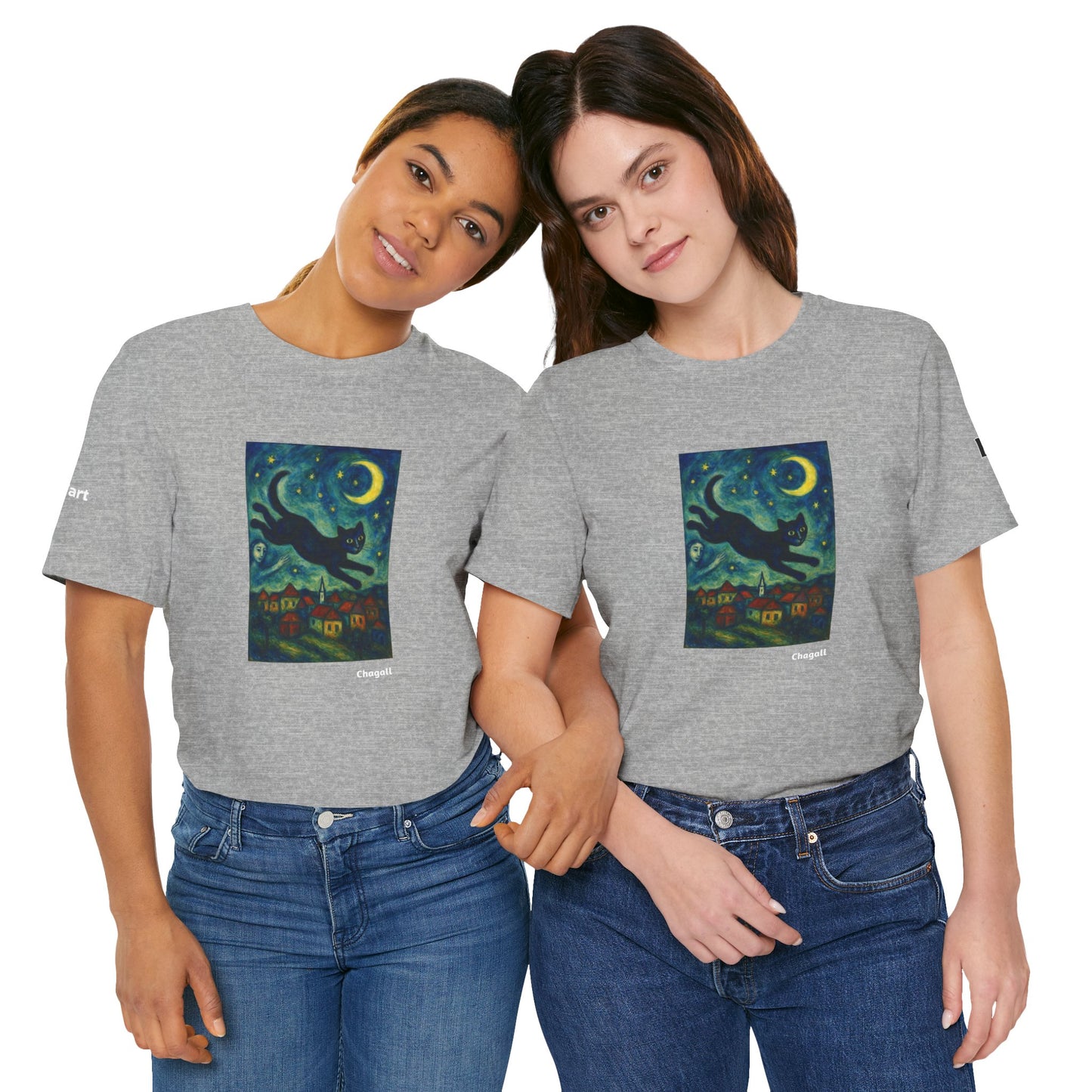 CATART Unisex Jersey Cat T-Shirt - MARC CHAGALL - Iconic Painting Reimagined with Cats