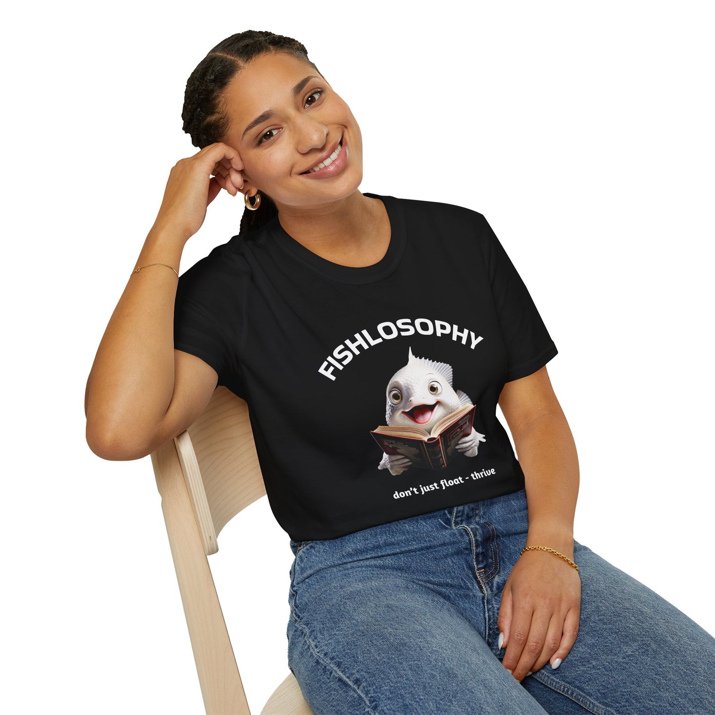 Fishlosophy Unisex T-Shirt - Ocean Vibes and Life's Questions Design - PEARLS OF WISDOM FROM THE FISH WORLD