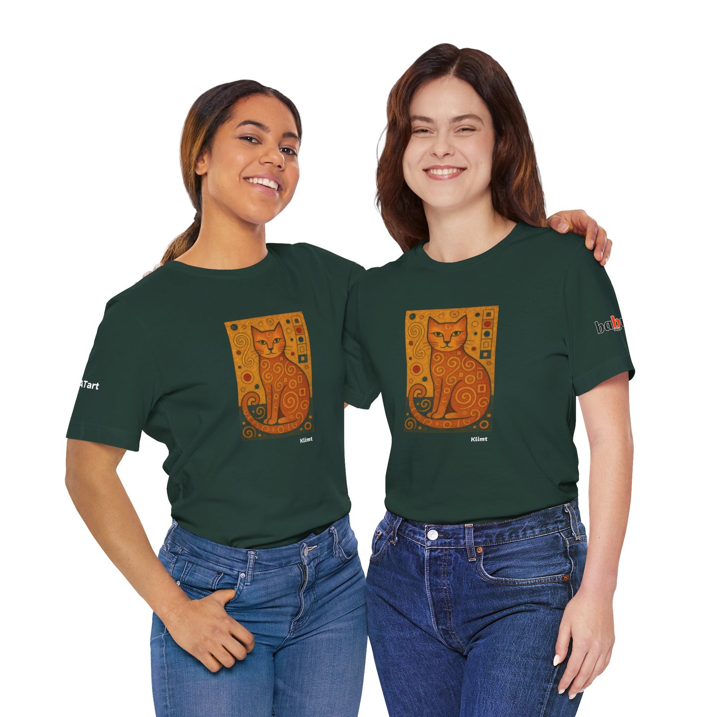 CATART Unisex Jersey Cat T-Shirt - KLIMT - Iconic Painting Reimagined with Cats