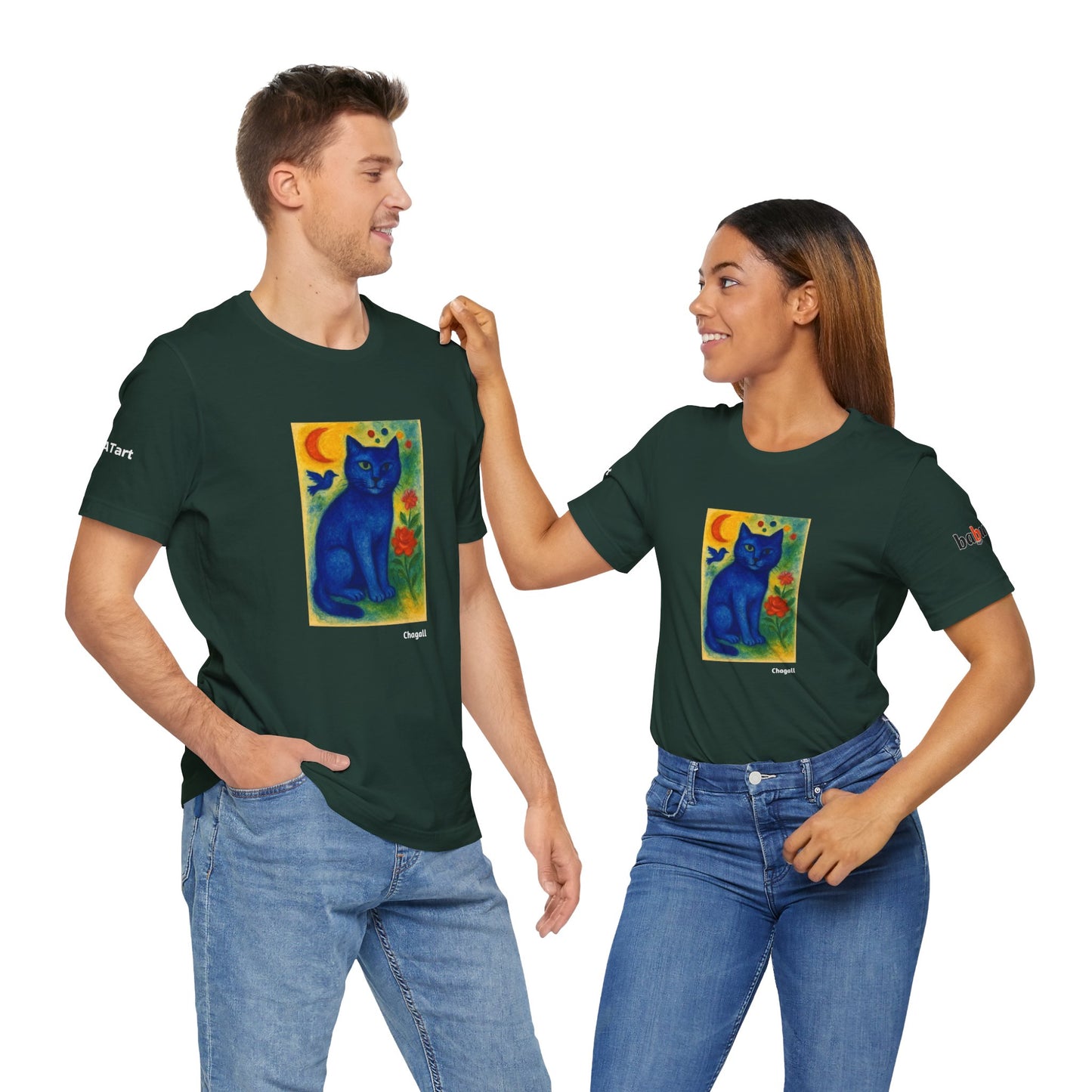 CATART Unisex Jersey Cat T-Shirt - MARC CHAGALL - Iconic Painting Reimagined with Cats