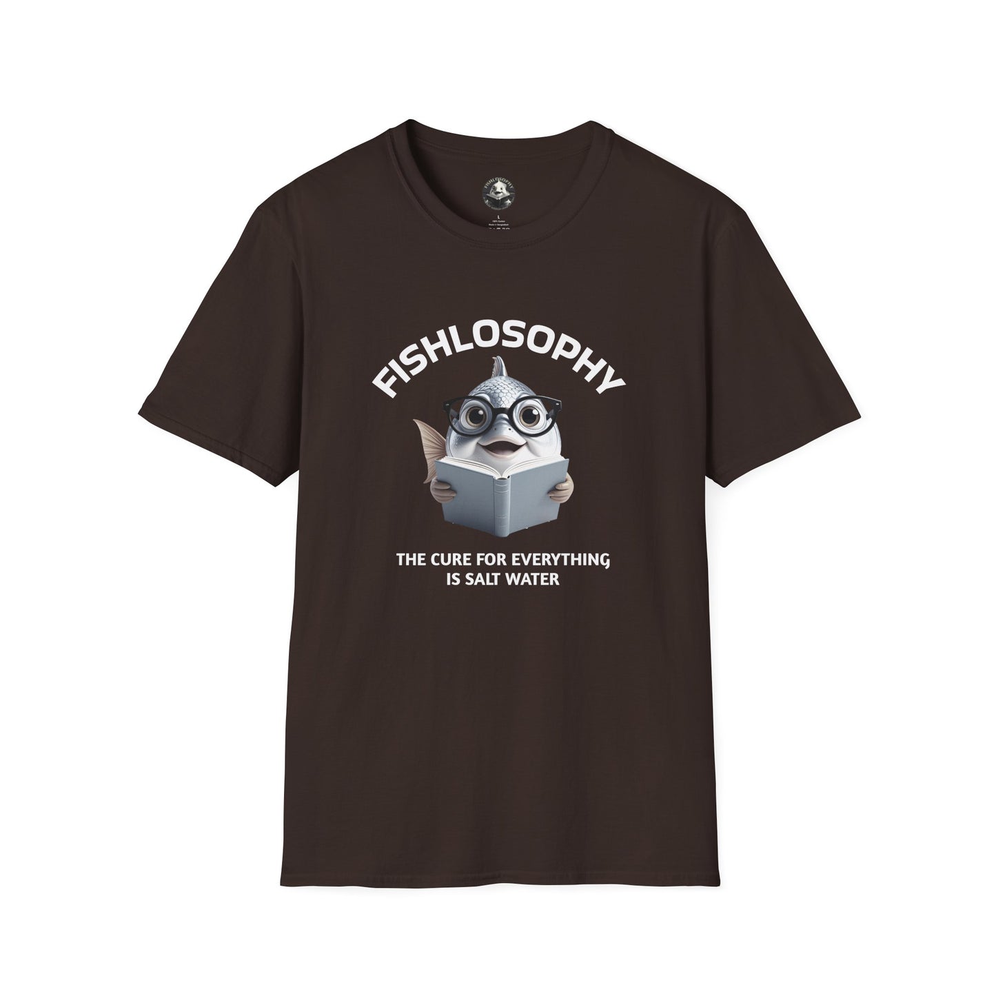 Fishlosophy Unisex T-Shirt - Ocean Vibes and Life's Questions Design - The Cure For Everything Is Salt Water