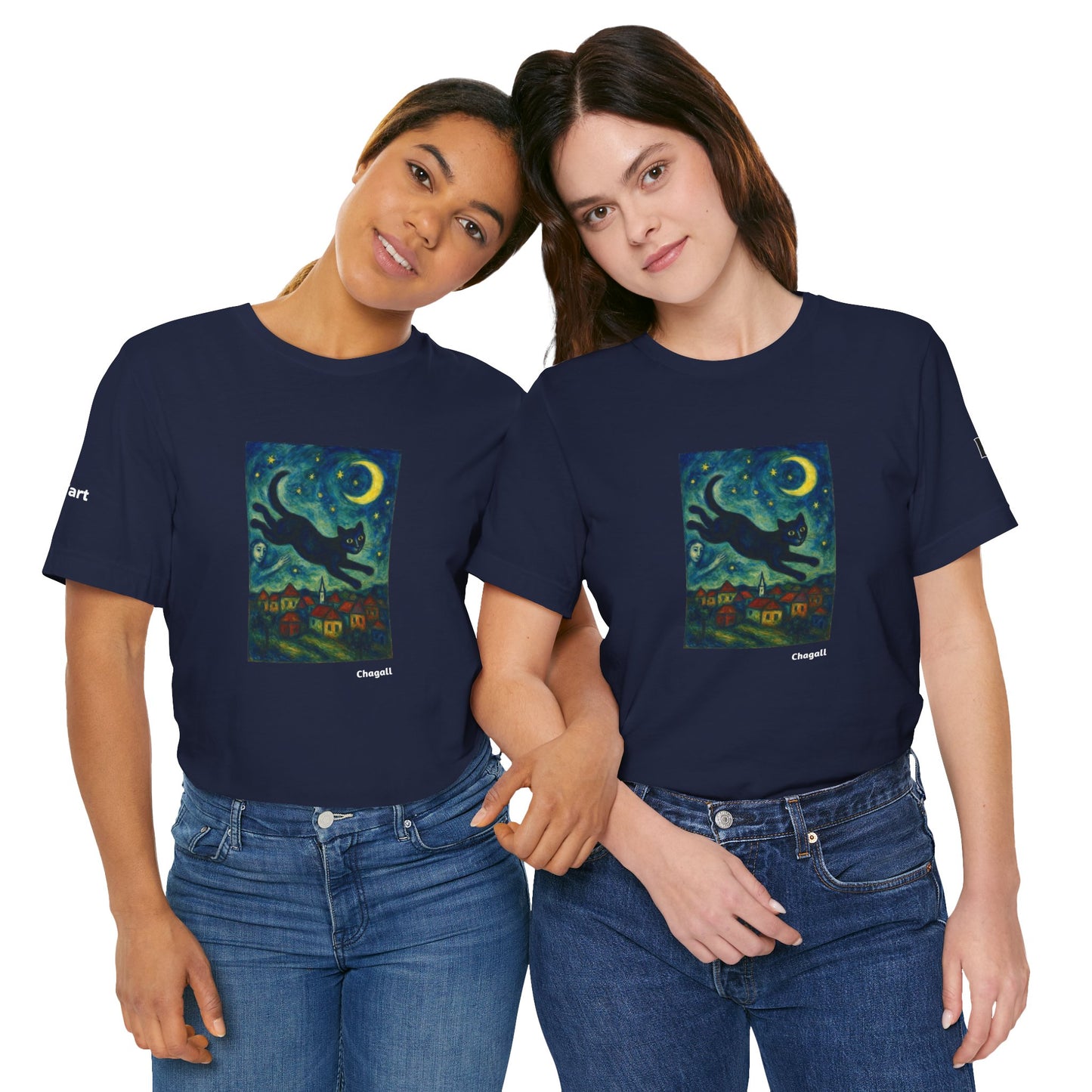 CATART Unisex Jersey Cat T-Shirt - MARC CHAGALL - Iconic Painting Reimagined with Cats