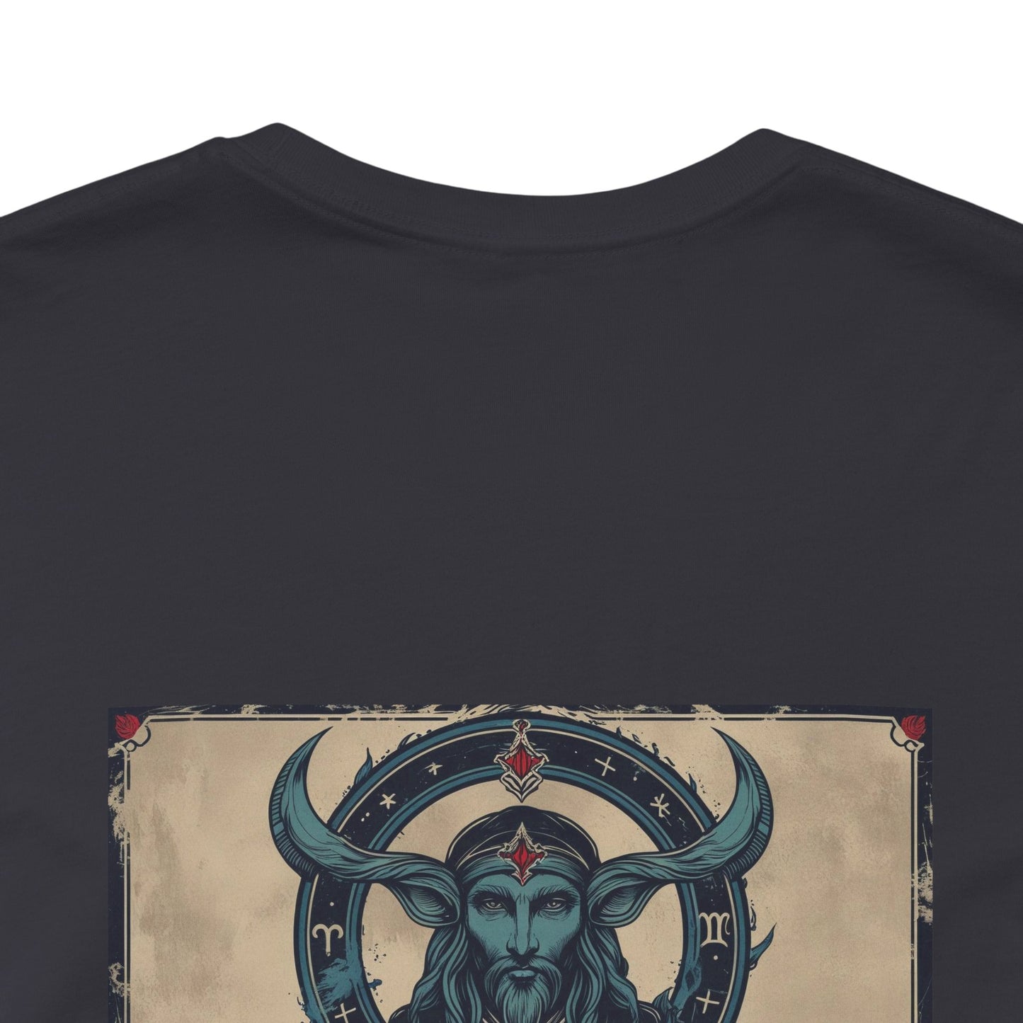 Capricorn - Gothic Zodiac T-Shirt. Blue graphic on the back. Zodiac in the Shadows