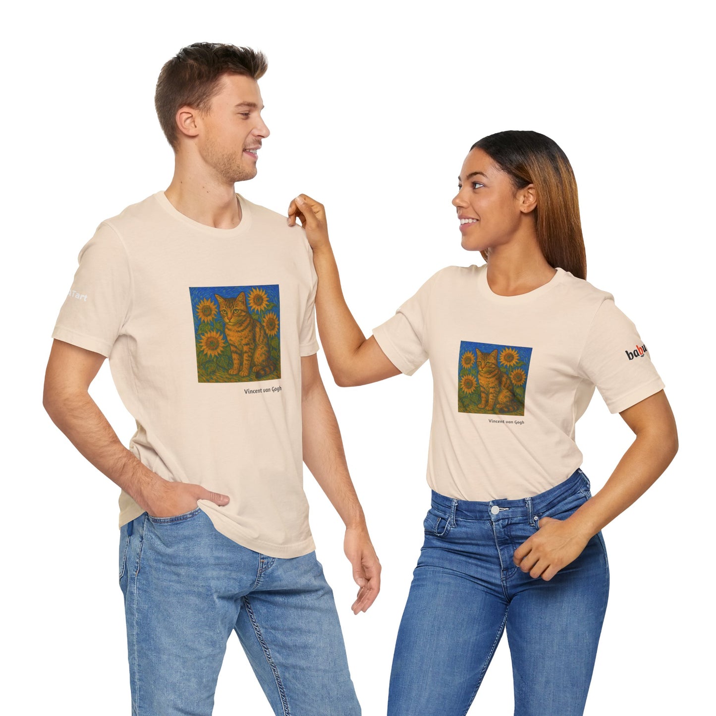 CATART Unisex Jersey Cat T-Shirt - Vincent van Gogh - Iconic Painting Reimagined with Cats