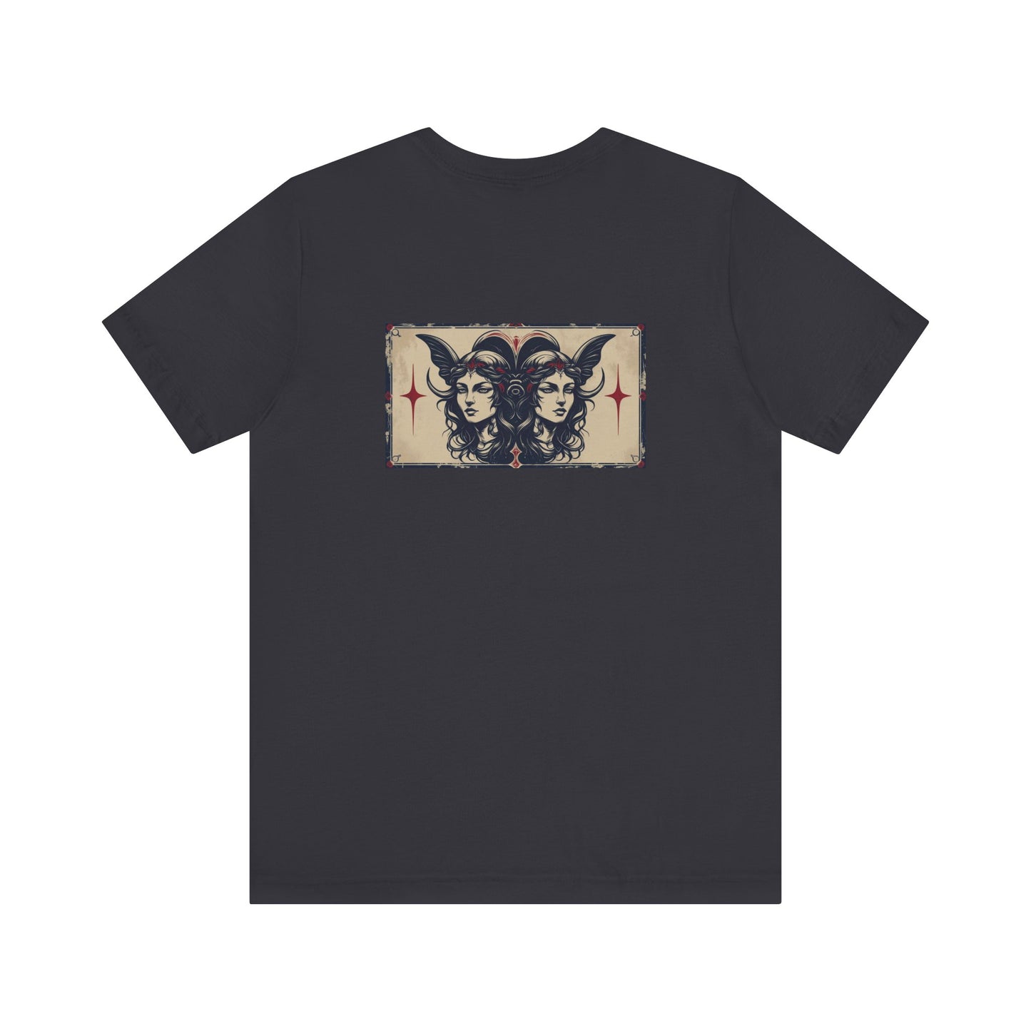 Gemini - Gothic Zodiac T-Shirt. Blue graphic on the back. Zodiac in the Shadows