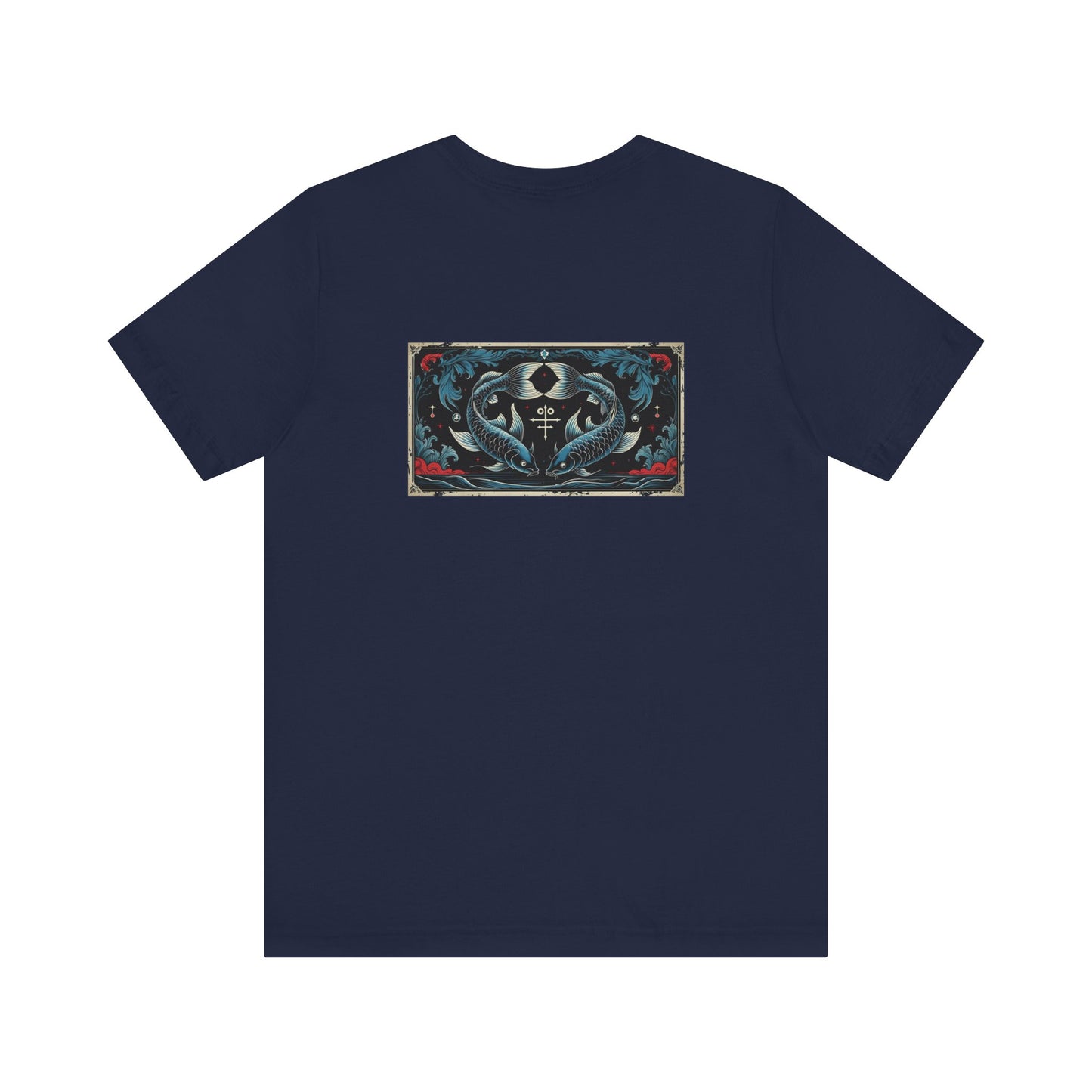 Pisces - Gothic Zodiac T-Shirt. Blue graphic on the back. Zodiac in the Shadows