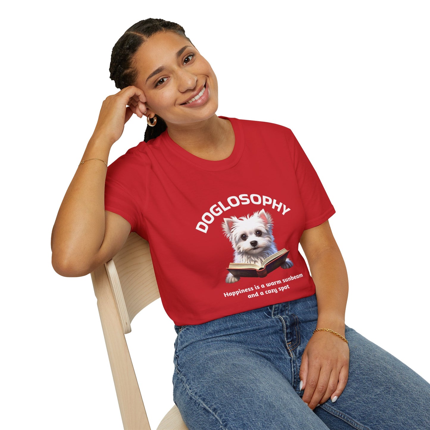 Doglosophy Unisex Softstyle T-Shirt - "Happiness is a Warm Sunbeam" Design