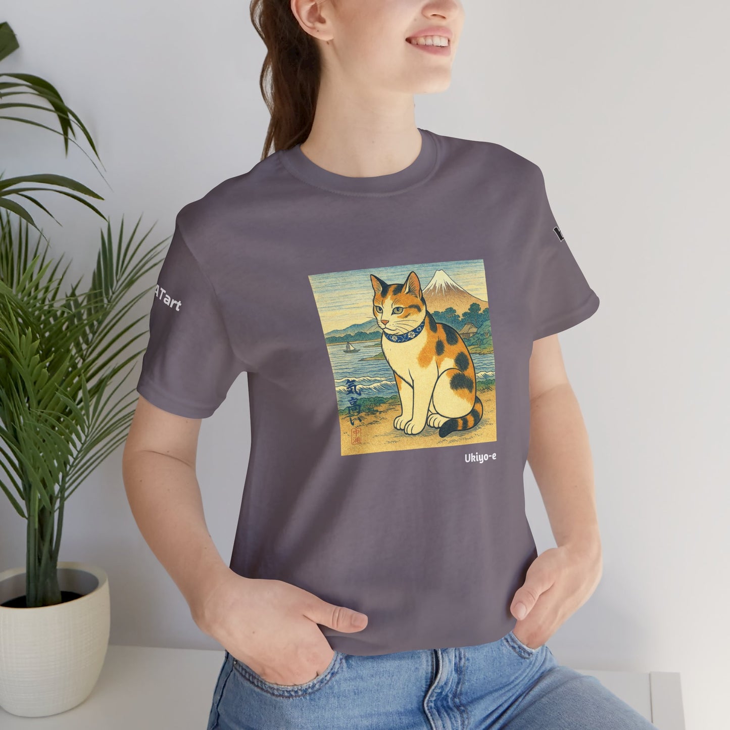 CATART Unisex Jersey Cat T-Shirt - UKIYO-E Japanese art Style - Iconic Painting Reimagined with Cats