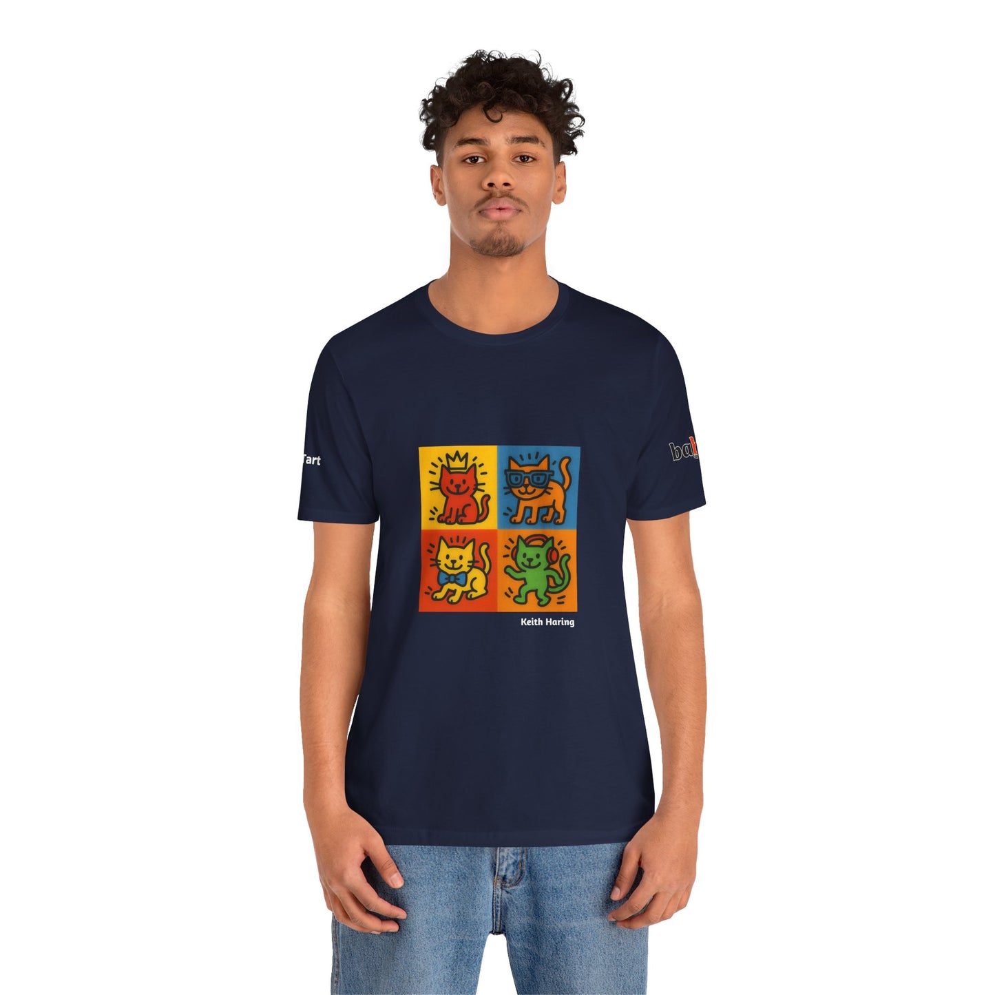 CATART Unisex Jersey Cat T-Shirt - KEITH HARING - Iconic Painting Reimagined with Cats