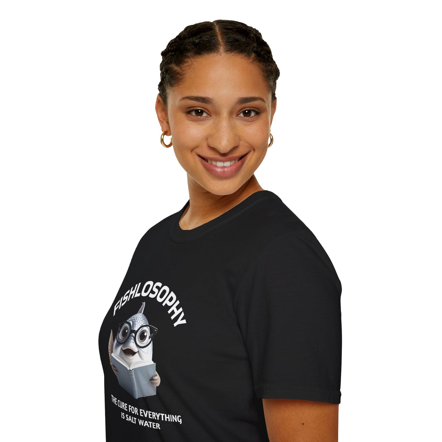 Fishlosophy Unisex T-Shirt - Ocean Vibes and Life's Questions Design - The Cure For Everything Is Salt Water