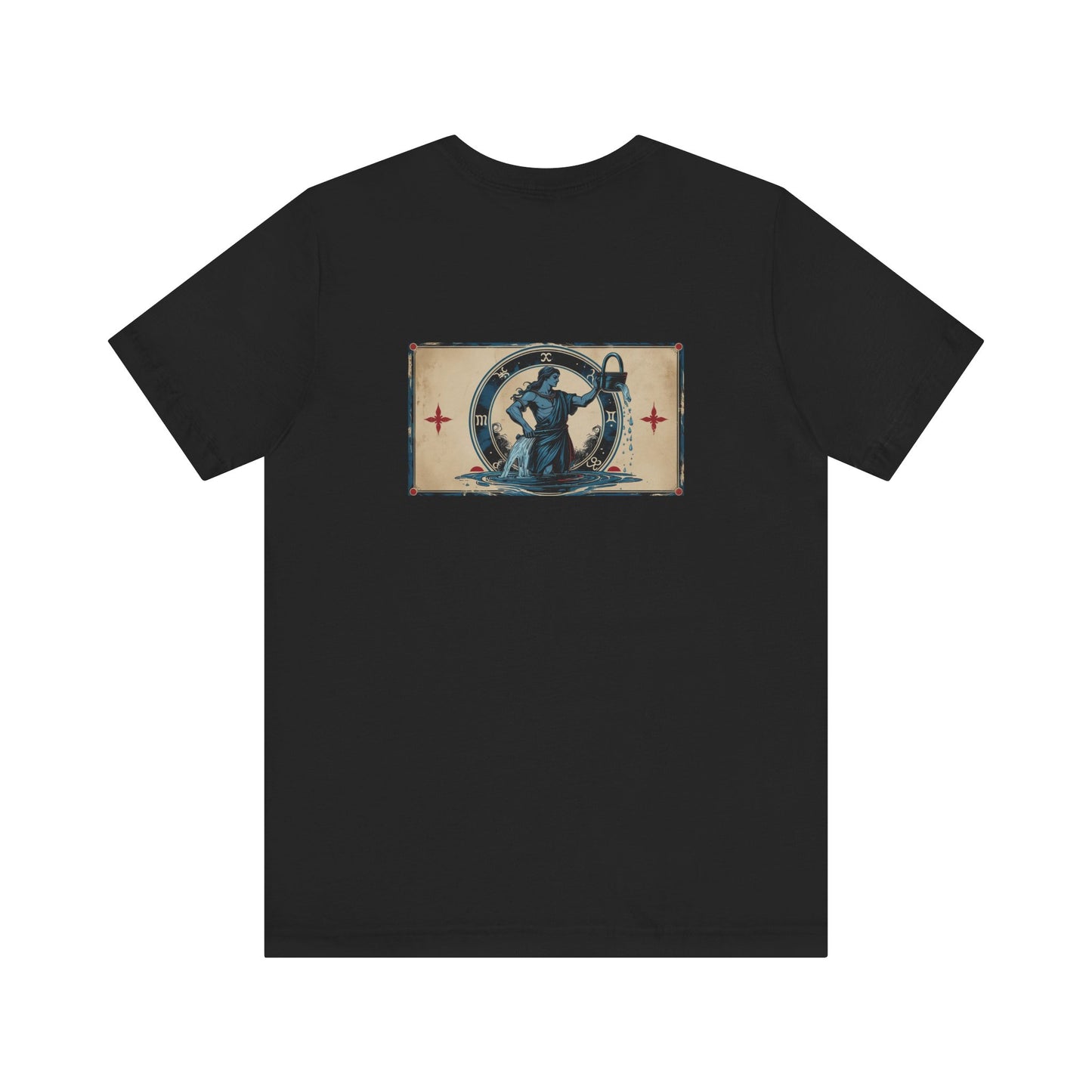Aquarius - Gothic Zodiac T-Shirt. Blu graphic on the back. Zodiac in the Shadows