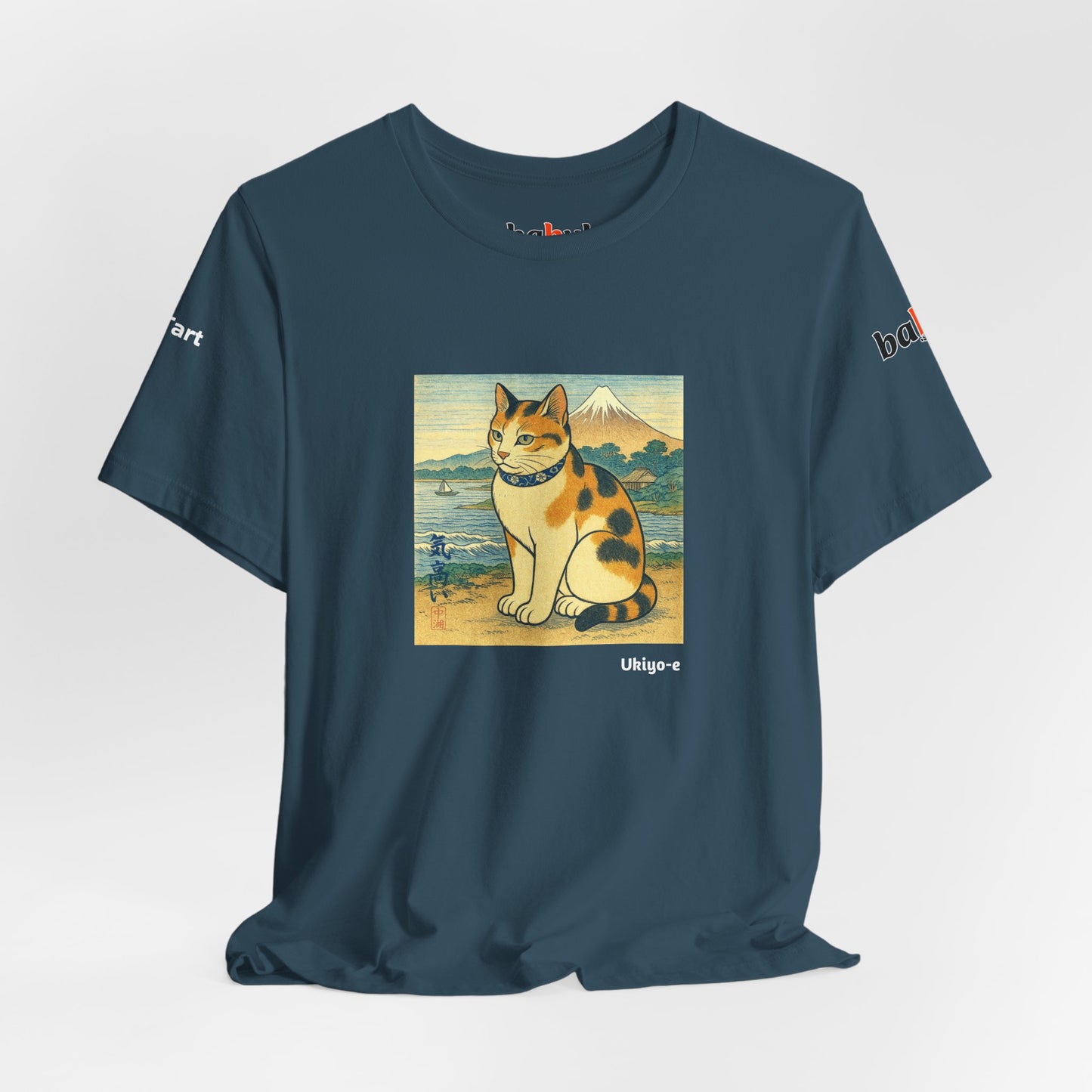CATART Unisex Jersey Cat T-Shirt - UKIYO-E Japanese art Style - Iconic Painting Reimagined with Cats